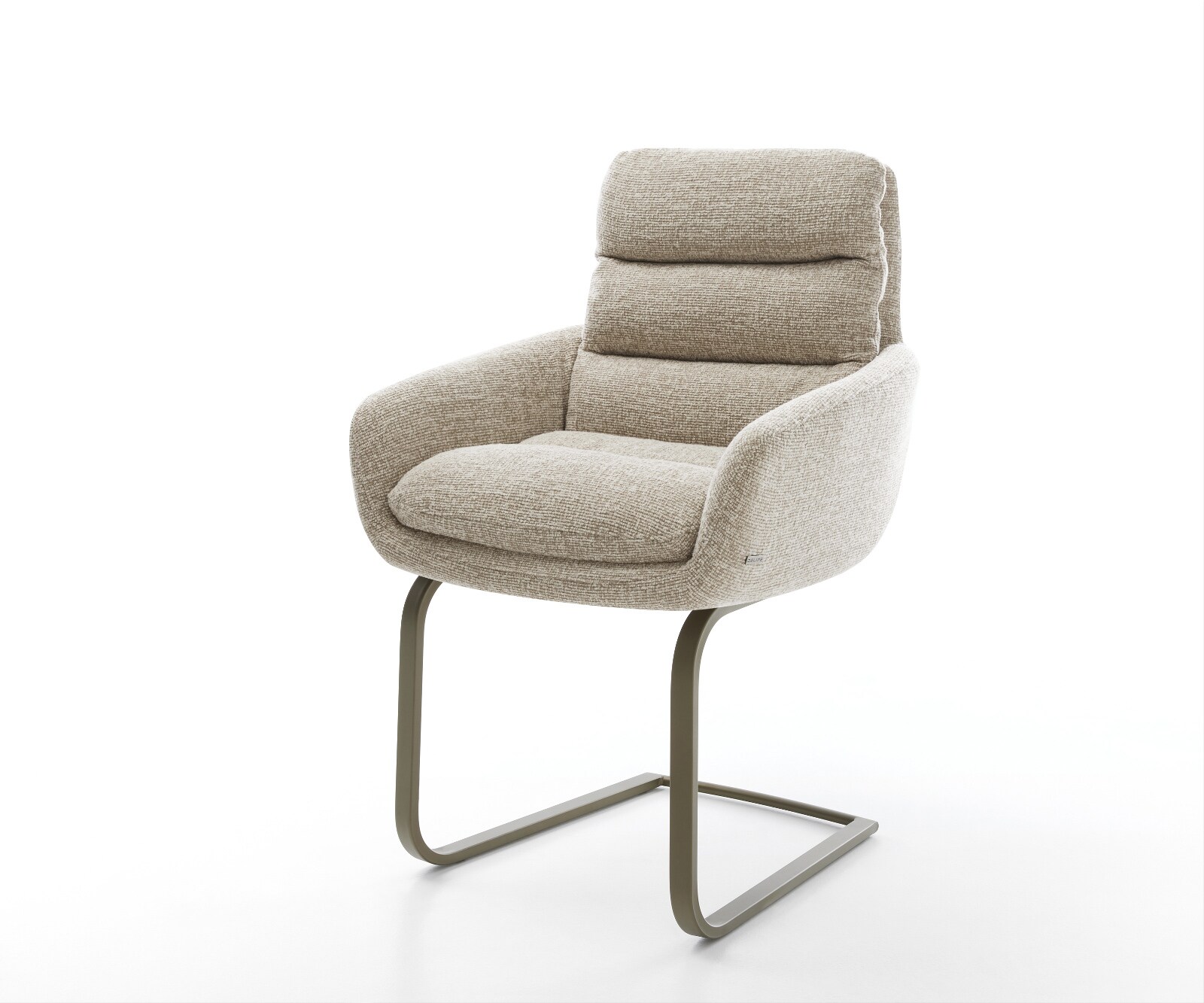 Abelia-Flex конзолен стол с подлакътници Soft Beige тъкан Плосък конзолен стол Покритие с титаниев ефект