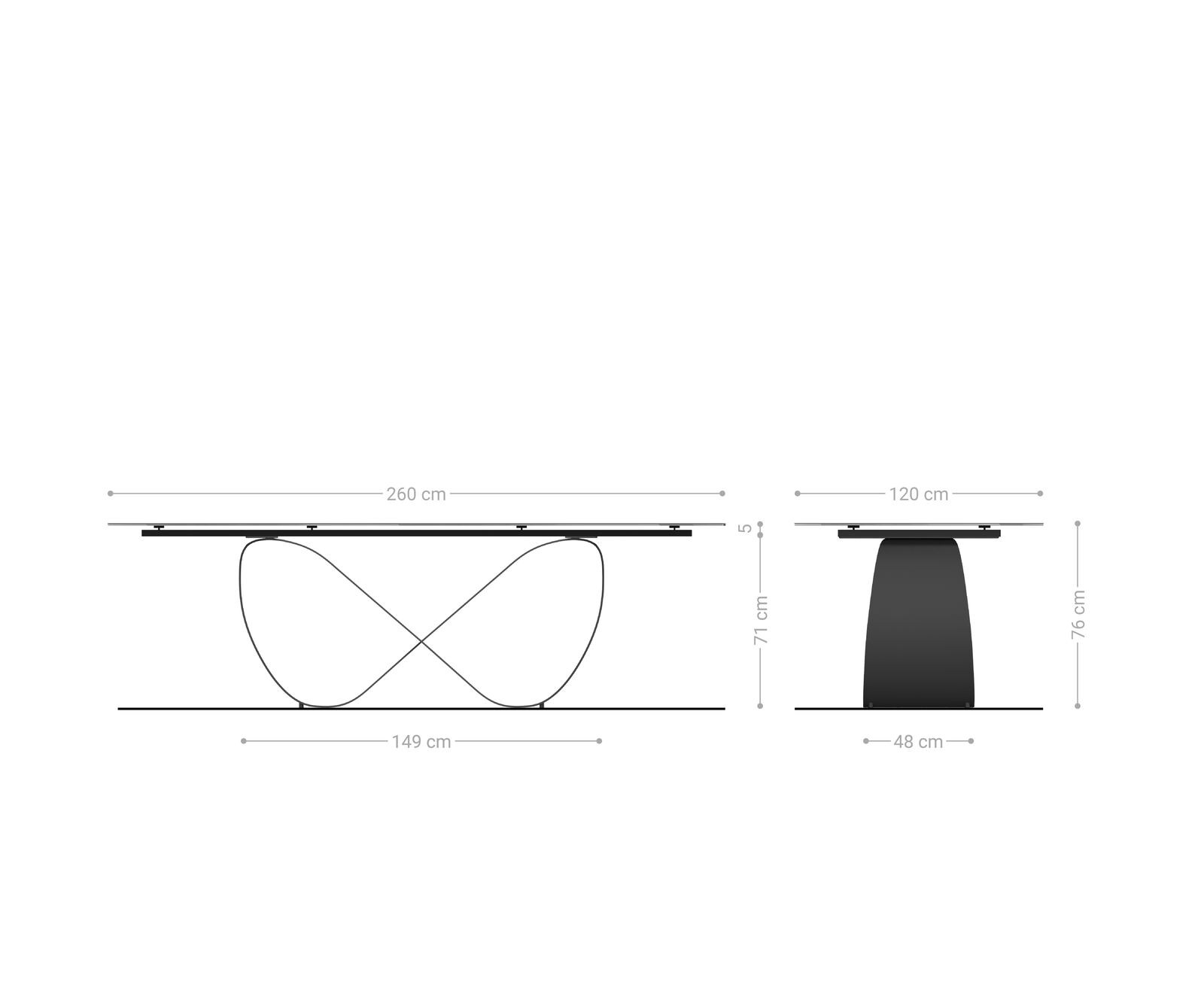 Трапезна маса Edge Boot 260x120 см, керамика Laminam „®“, цвят „Sabbia“ (дъбов), Infinity, метал, черен 8