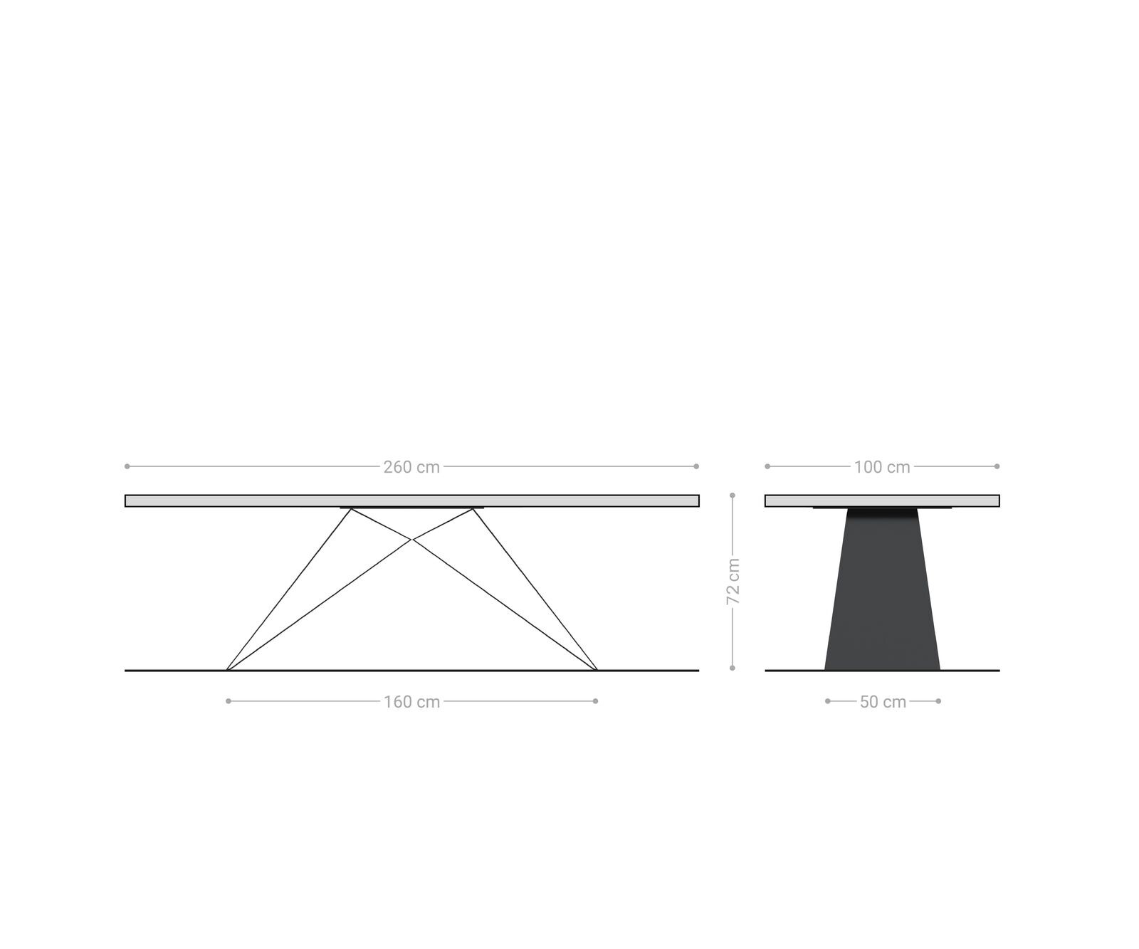 Трапезна маса Edge 260x100x2,5-3, естествен дъб, V-образна рамка от плоска стомана в черно, Live-Edge 9