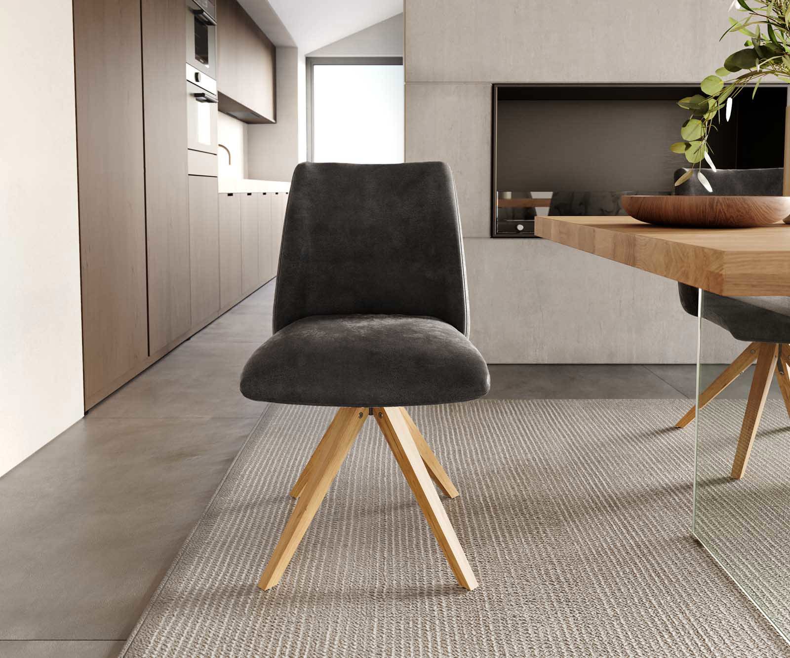 Врътящ се стол Антрацит Винтидж Дървена рамка  Натурал 180° въртящ се Покет пружина Elso-Flex 1 Врътящ се стол Антрацит Винтидж Дървена рамка  Натурал 180° въртящ се Покет пружина Elso-Flex 1