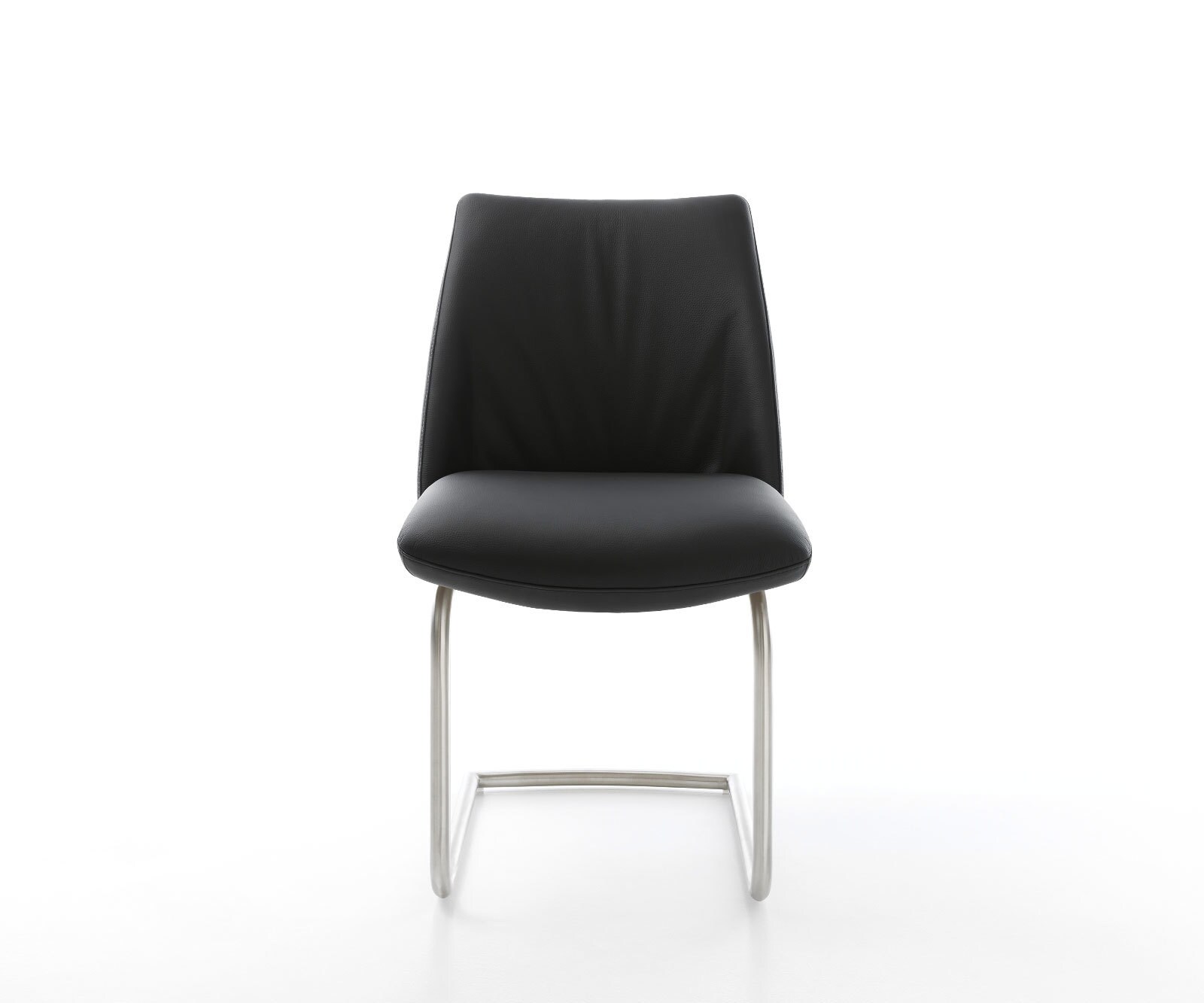 Люлеещ стол Естествена кожа Черен Конзолен крак кръгъл Неръждаема стомана Покет пружина Elso-Flex 2