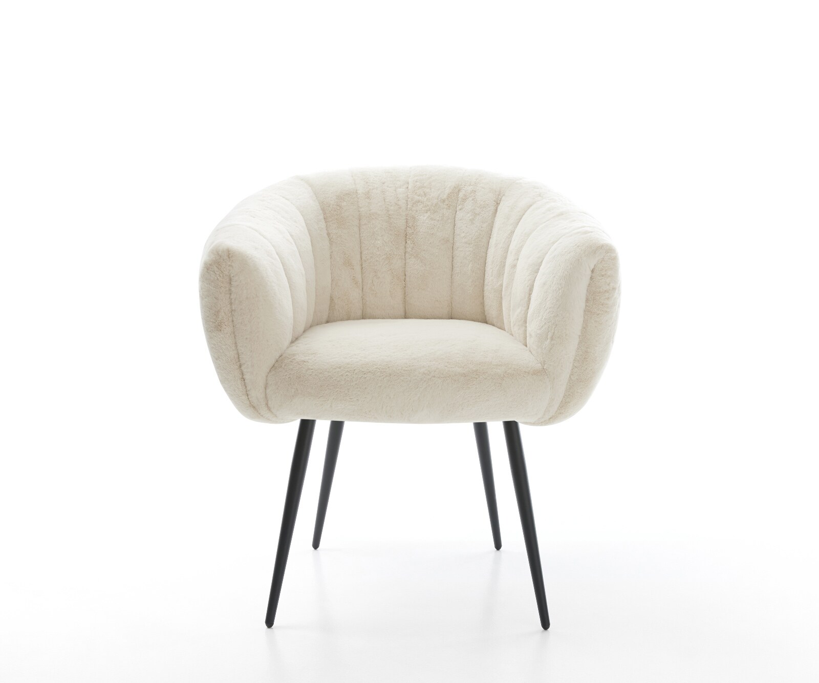 Трапезен стол Jada-Flex плюшен кремаво-бял 4-крак с конична сърцевина от черни джобни пружини 1