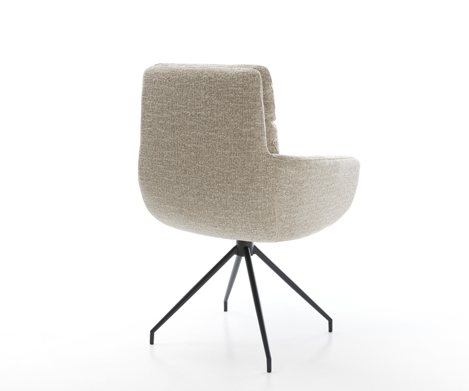 Трапезен стол Abelia-Flex с подлакътници Тъкан Soft Beige Конична кръстосана рамка Черно 5