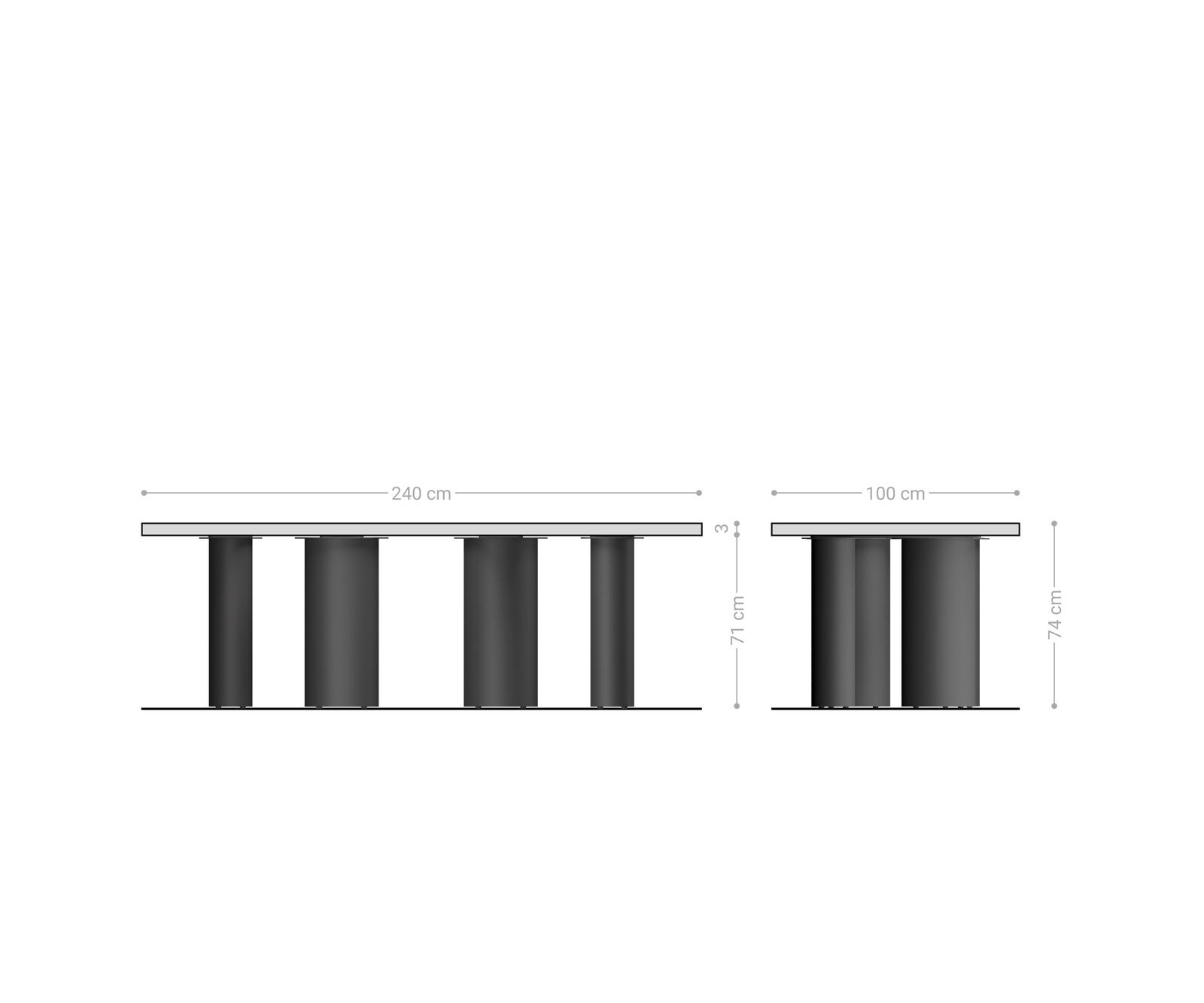 Трапезна маса Edge 240x100, естествена акация, колона от матирана неръждаема стомана, Live-Edge 5