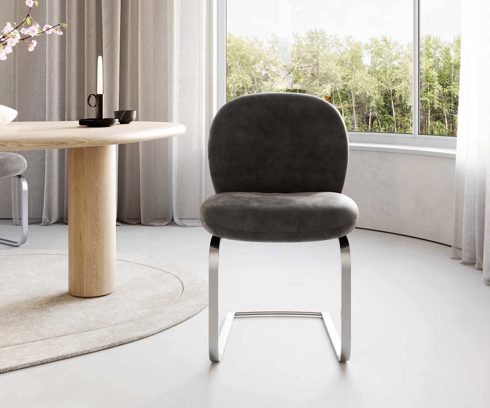 Люлеещ стол Антрацит Винтидж Конзолен крак плосък Неръждаема стомана Покет пружина Nube-Flex 2