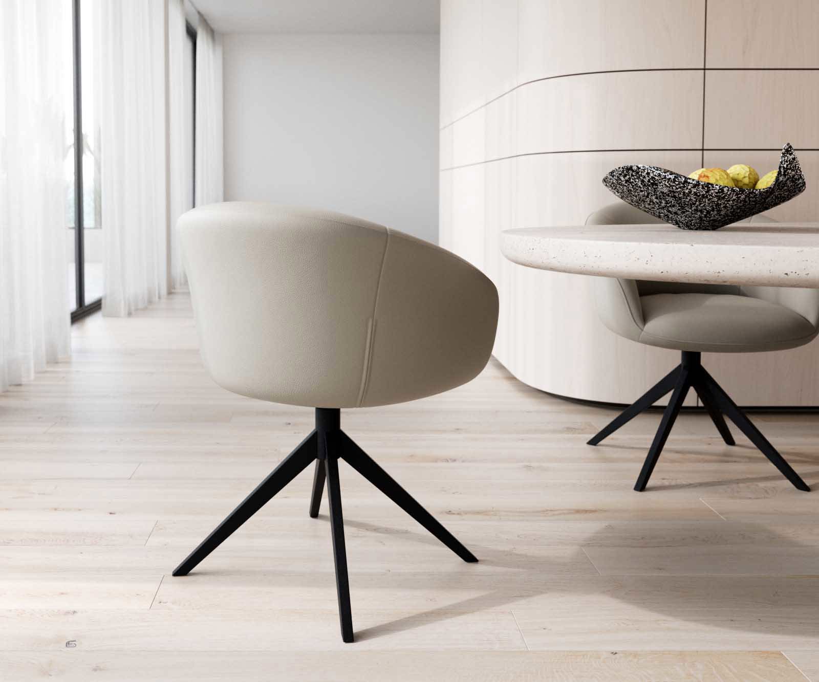 Врътящ се стол с подлакътници Естествена кожа Сиво-Кафяв Конус крак плосък Черен 360° въртящ се Покет пружина Vinka-Flex 4 Врътящ се стол с подлакътници Естествена кожа Сиво-Кафяв Конус крак плосък Черен 360° въртящ се Покет пружина Vinka-Flex 4