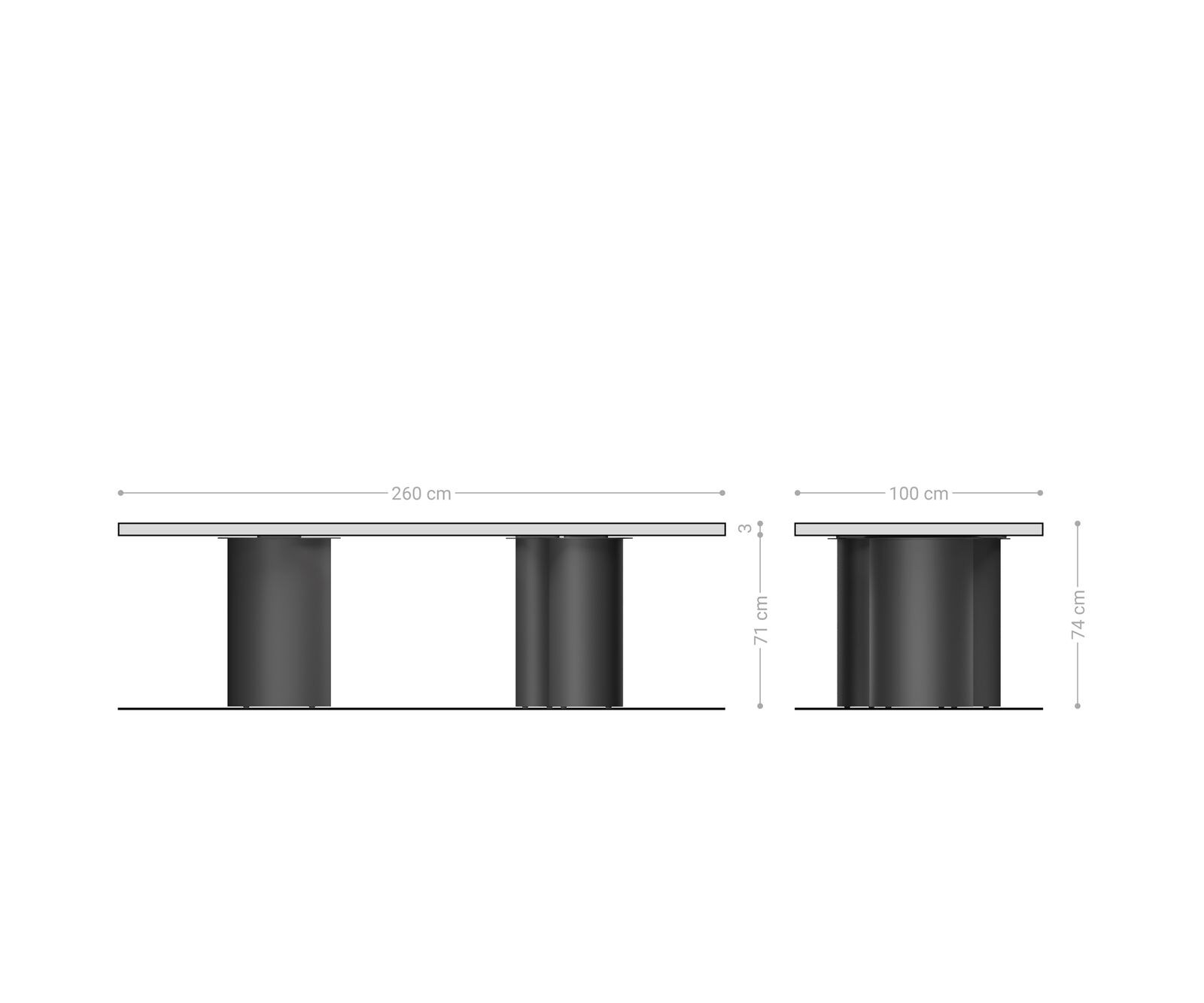 Трапезна маса Edge 260x100, акация, платинен цвят, Troa, неръждаема стомана, графитен цвят, Live-Edge 6