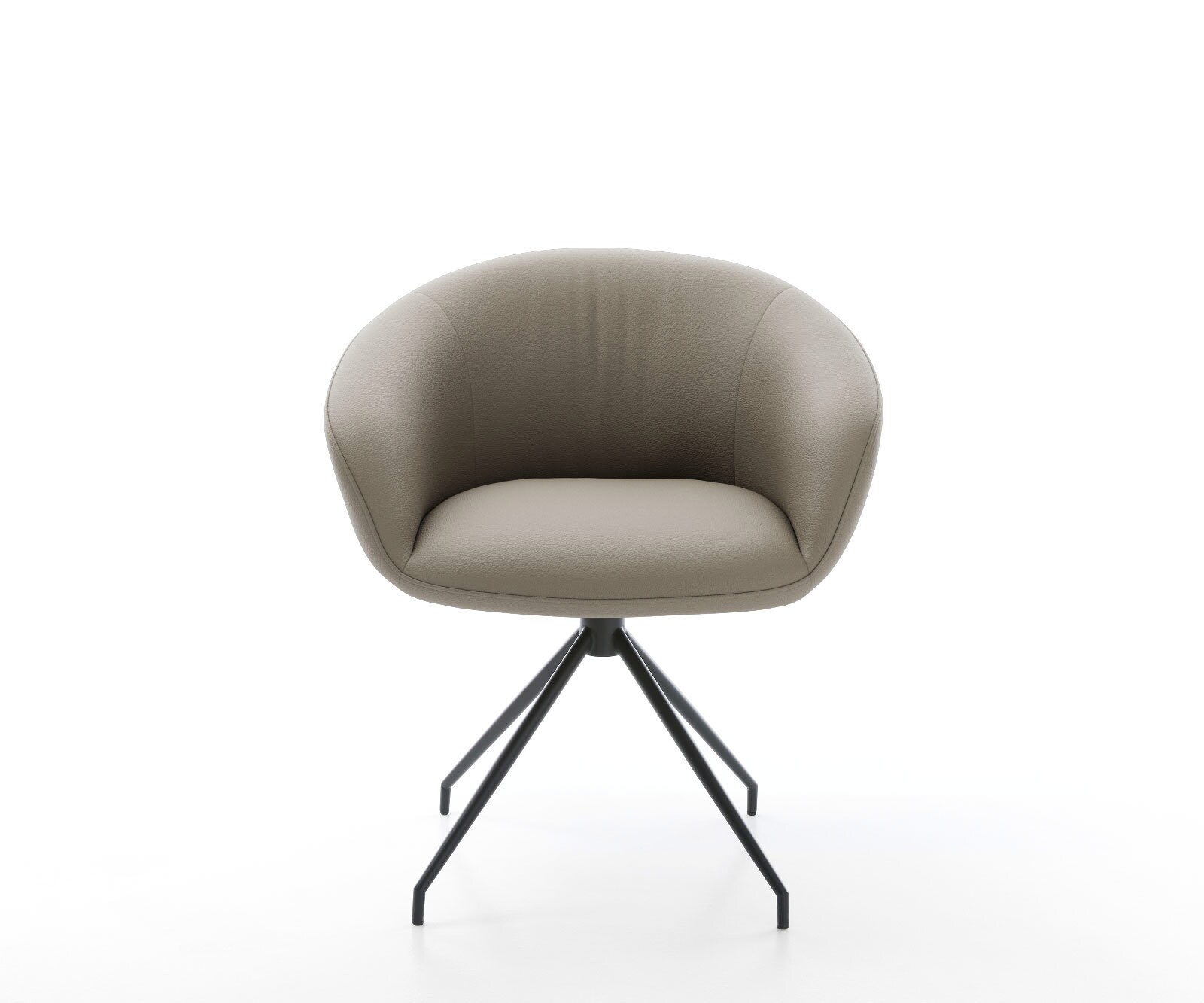 Врътящ се стол с подлакътници Естествена кожа Сиво-Кафяв Конус крак кръгъл Черен 180° въртящ се Покет пружина Vinka-Flex 2