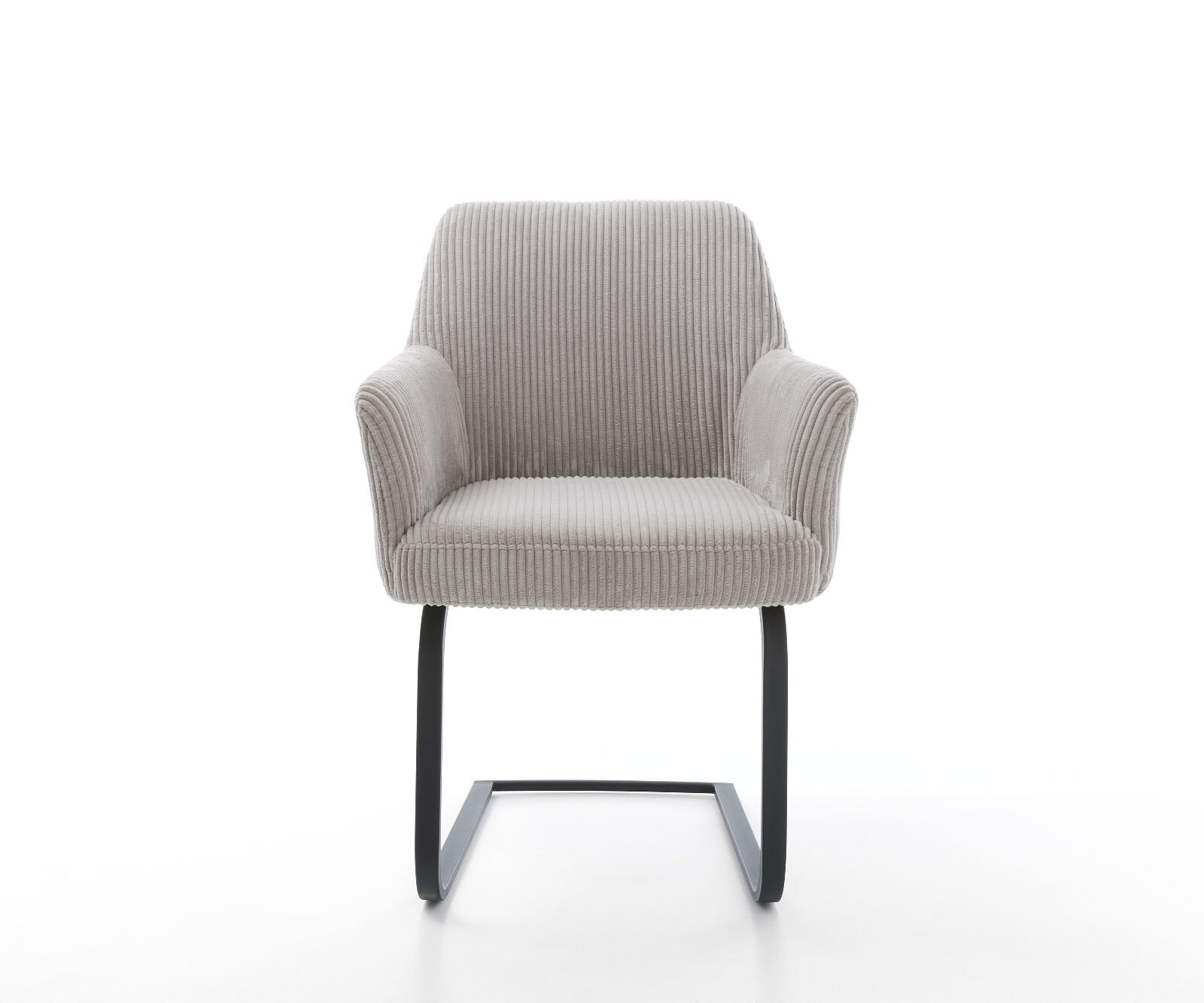 Люлеещ стол с подлакътници Корд Сребристо сив Конзолен крак плосък Черен Покет пружина Xana-Flex 2