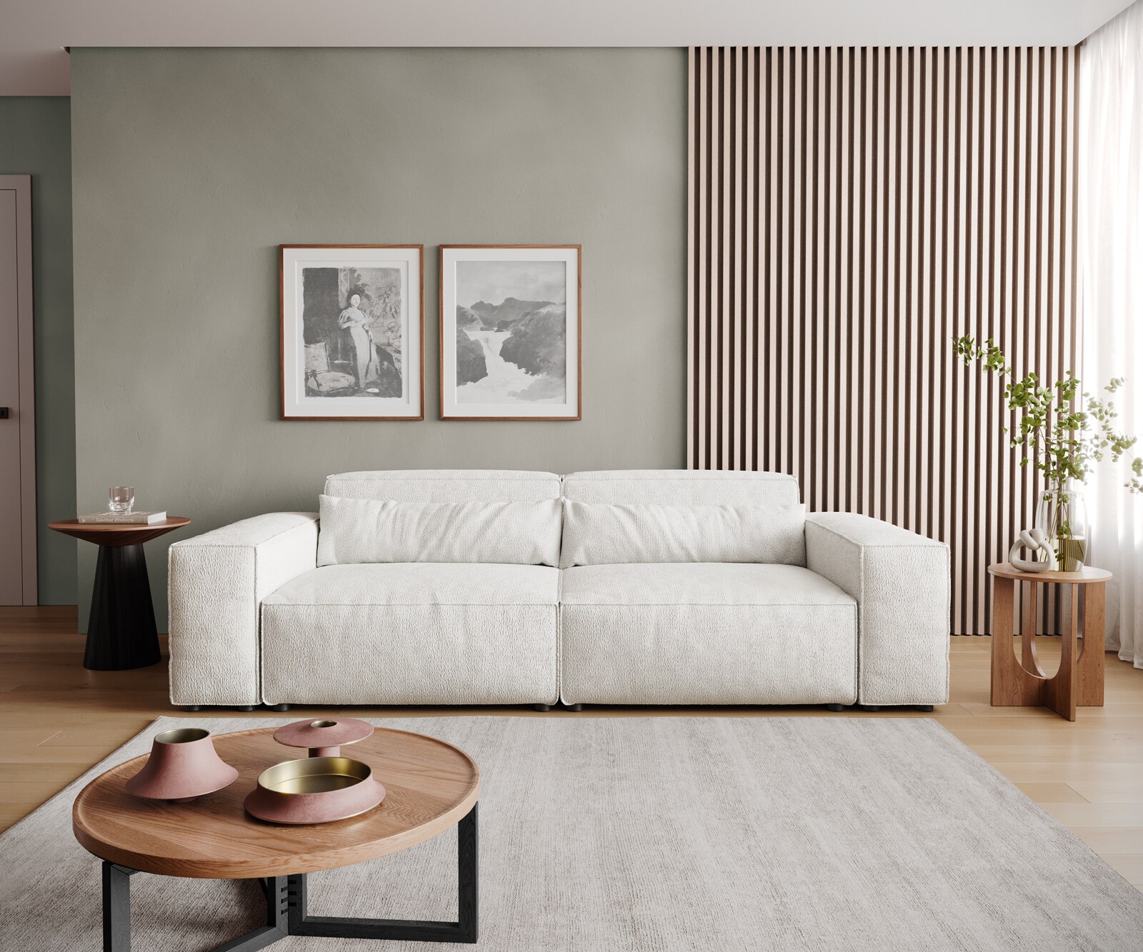 Голям диван L 260x110 cm Букле Крем-Бял Sirpio 2