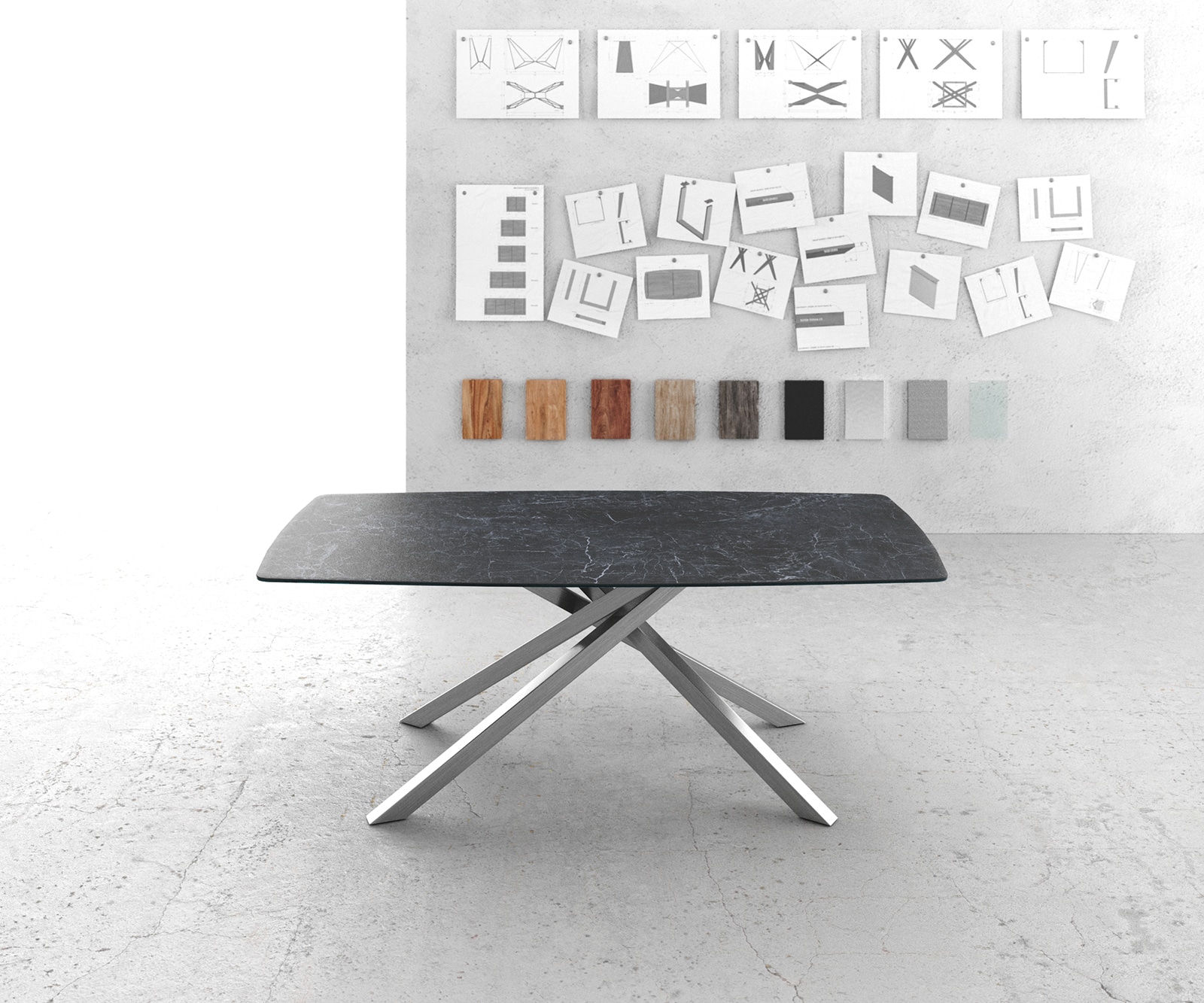 Маса Bootsform 200x100cm Laminam® Keramik Nero Greco Антрацит КръстРамка Правоъгълник Неръждаема стомана Edge 1 Маса Bootsform 200x100cm Laminam® Keramik Nero Greco Антрацит КръстРамка Правоъгълник Неръждаема стомана Edge 1