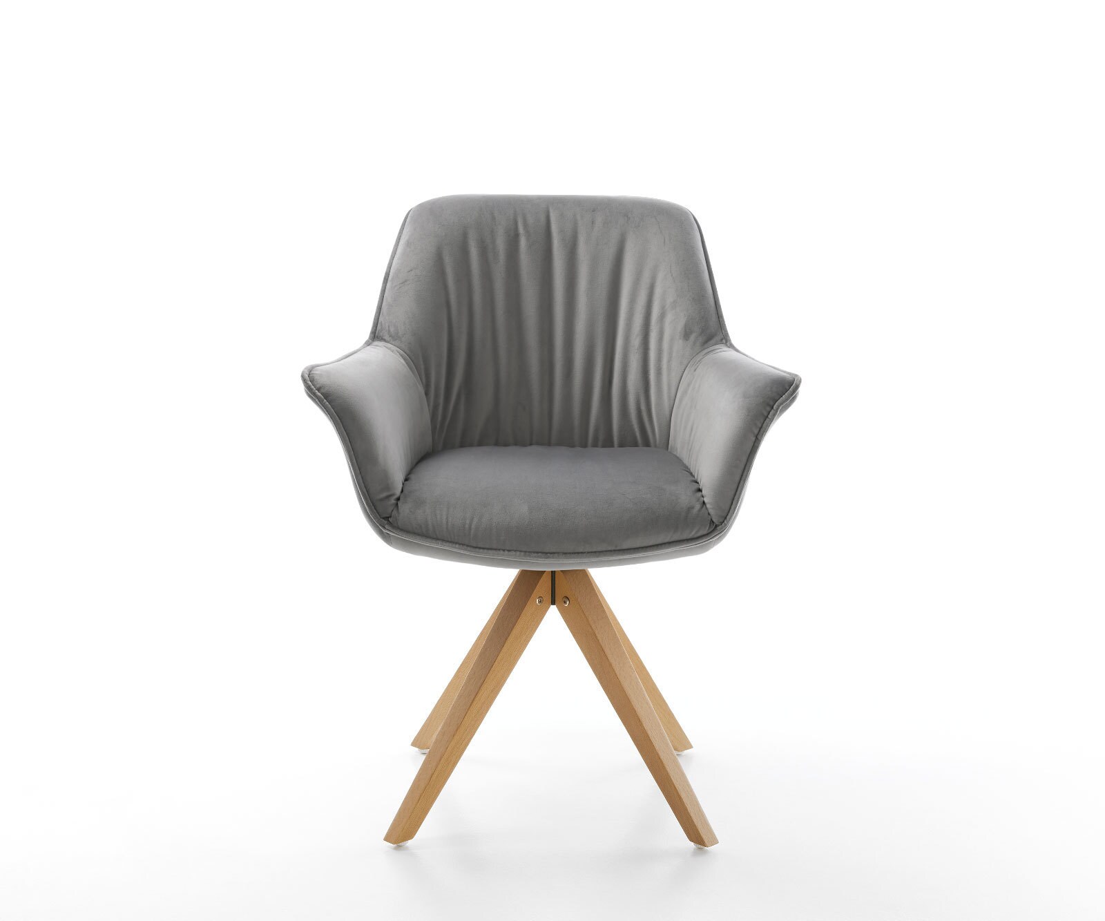 Врътящ се стол с подлакътници Кадифе Сив Дървена рамка  180° въртящ се Keila-Flex 2 Врътящ се стол с подлакътници Кадифе Сив Дървена рамка  180° въртящ се Keila-Flex 2