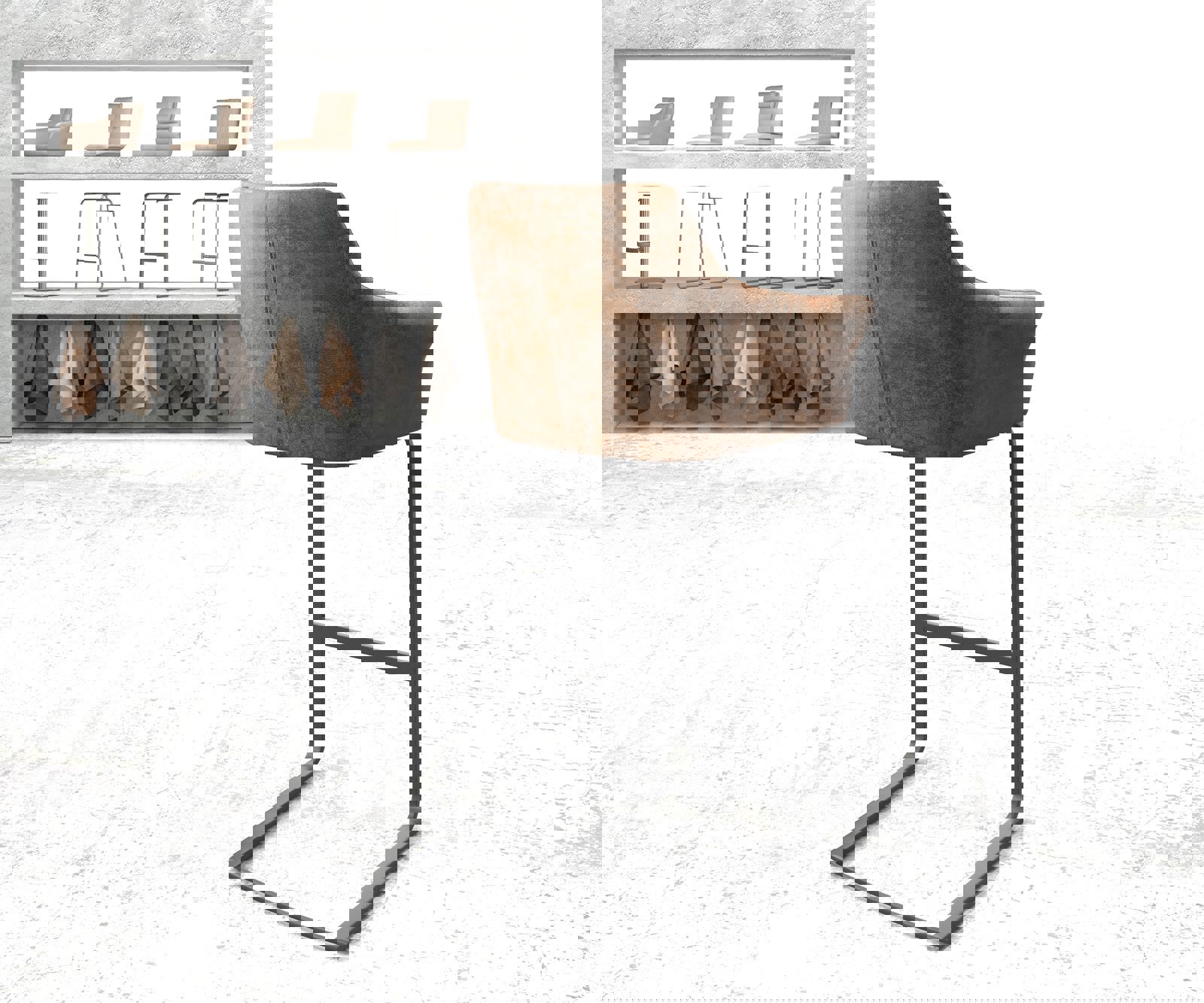 Бар стол Винтидж Кафяв Конзолен крак плосък Метал Yulo-Flex 2 Бар стол Винтидж Кафяв Конзолен крак плосък Метал Yulo-Flex 2