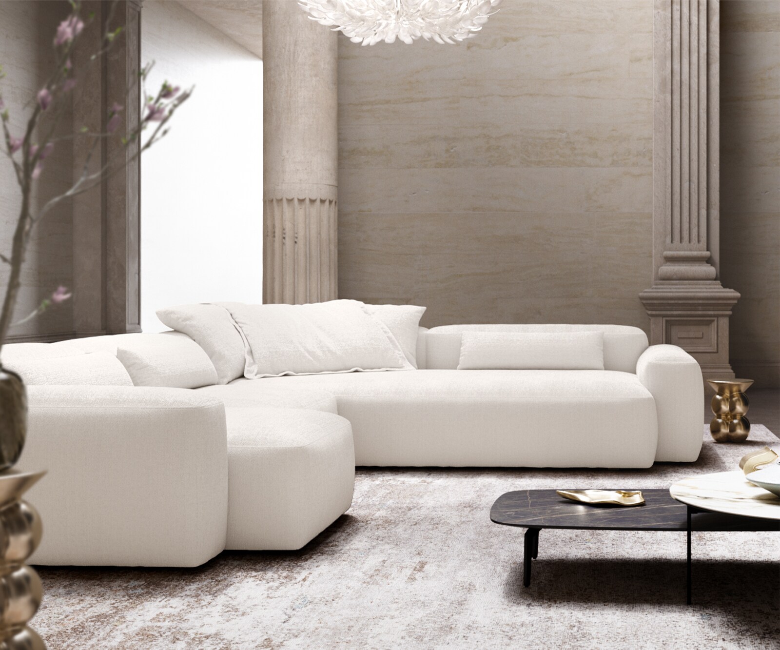 Дневен кът Freestyle 360x290 cm Bouclé Soft Бежов шев 3