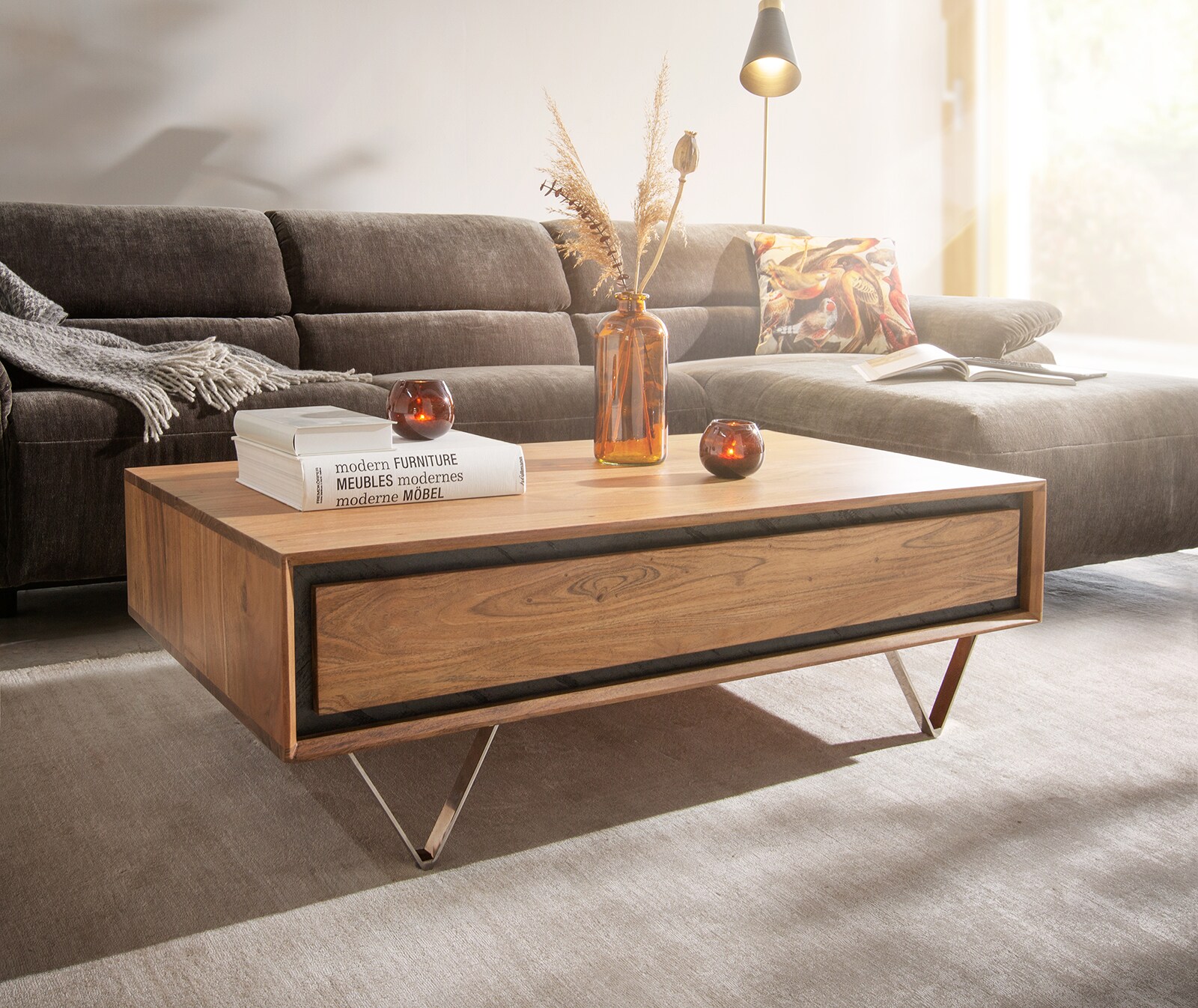 Холна маса 115x60 cm Акация Натурал 2 чекмеджета каменен фурнир Stonegrace Холна маса 115x60 cm Акация Натурал 2 чекмеджета каменен фурнир Stonegrace