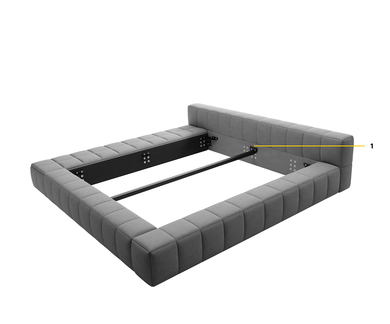 Тапицирано легло Espazio 140x200 cm от микрофибър в сиво с място за съхранение 8