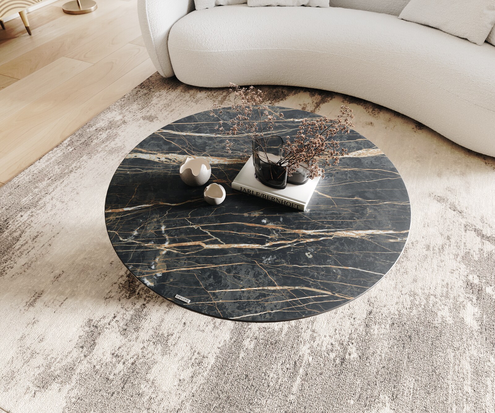 Холна маса 100x100 cm Керамика Laminam®Noir Desir Кафяв Основа Конична Ефектен финиш Titan Borna 5