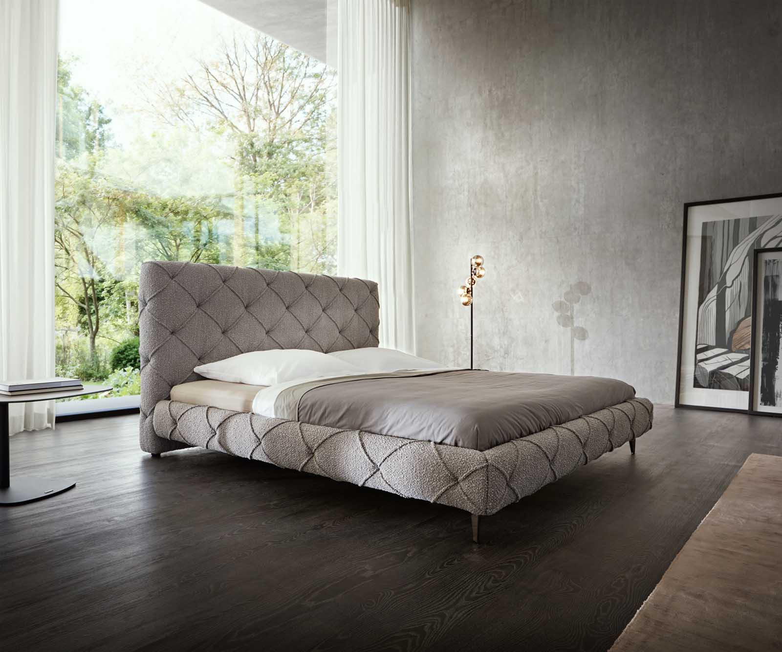 Тапицирано легло Nayara 180x200 cm bouclé сребристо сиво