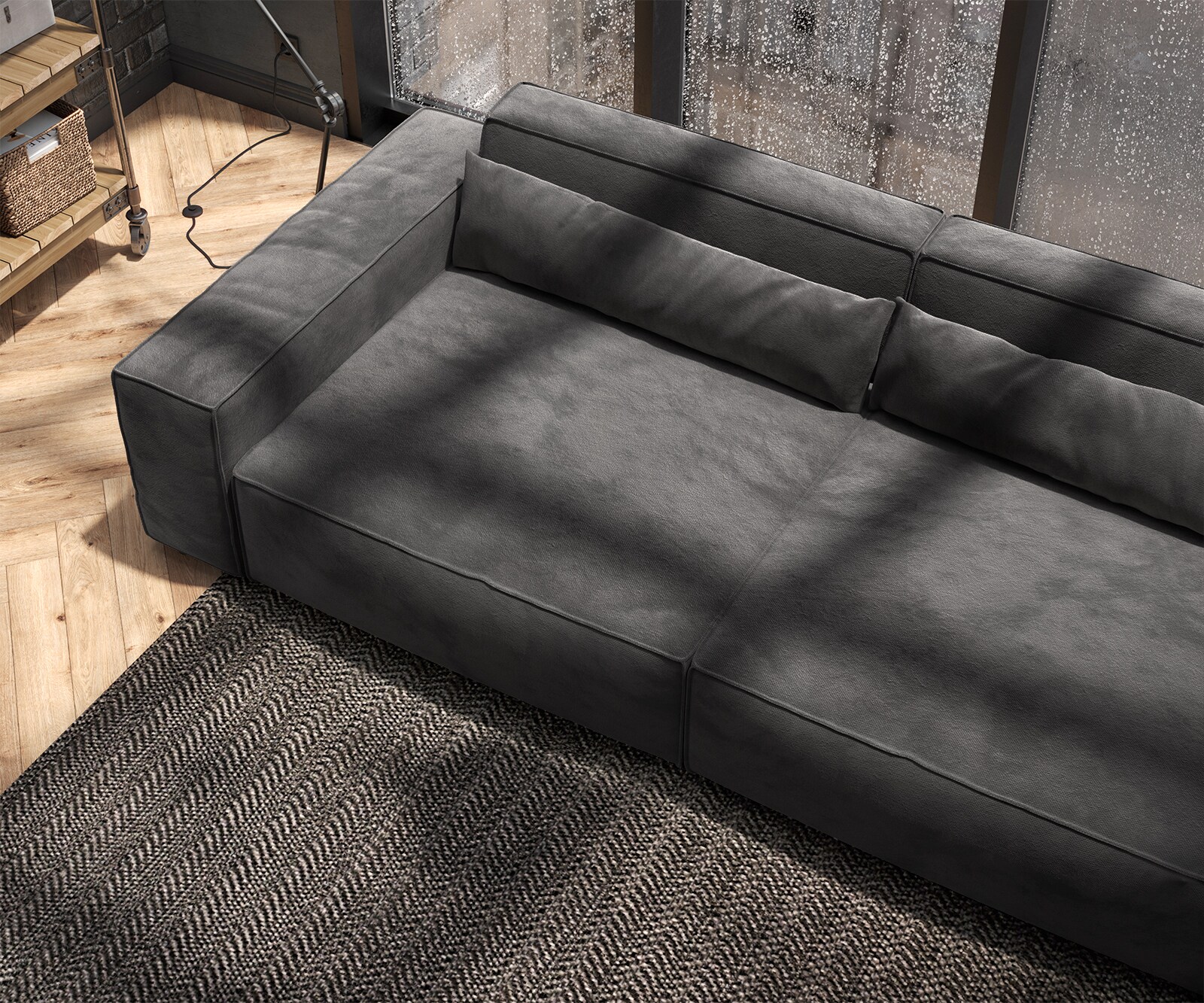Голям диван XL 270x130 cm Микрофибър Черен Sirpio 6