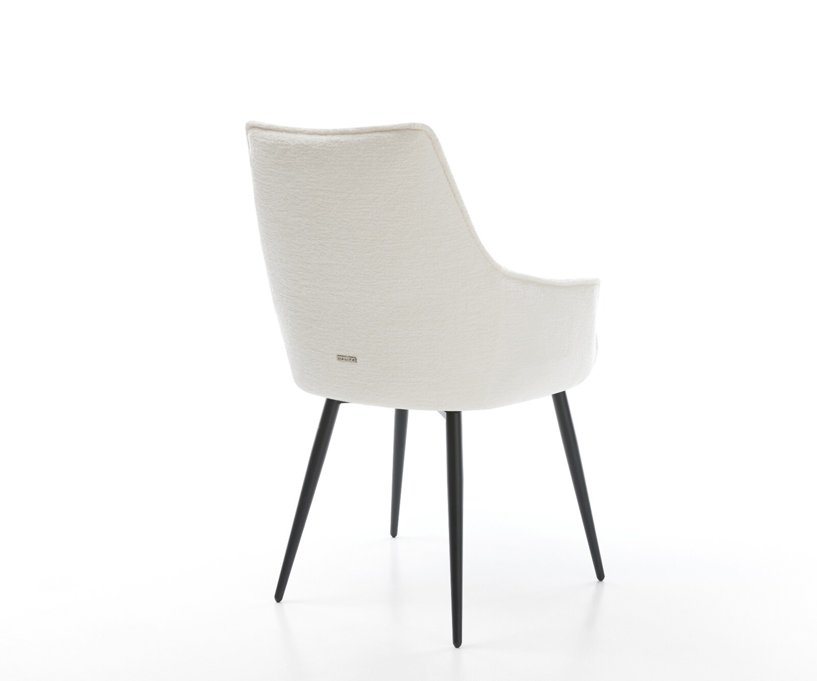 Трапезен стол Alja-Flex с подлакътници Bouclé Soft Beige 4-основа конусовидна Черно ядро с джобни пружини 5