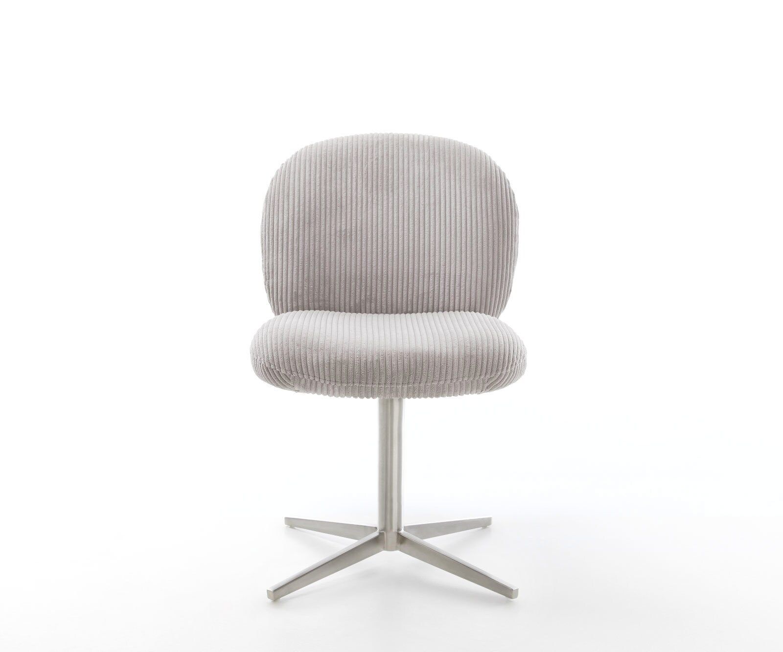 Врътящ се стол Корд СребристСив Офис основа Неръждаема стомана 360° въртящ се Покет пружина Nube-Flex 2