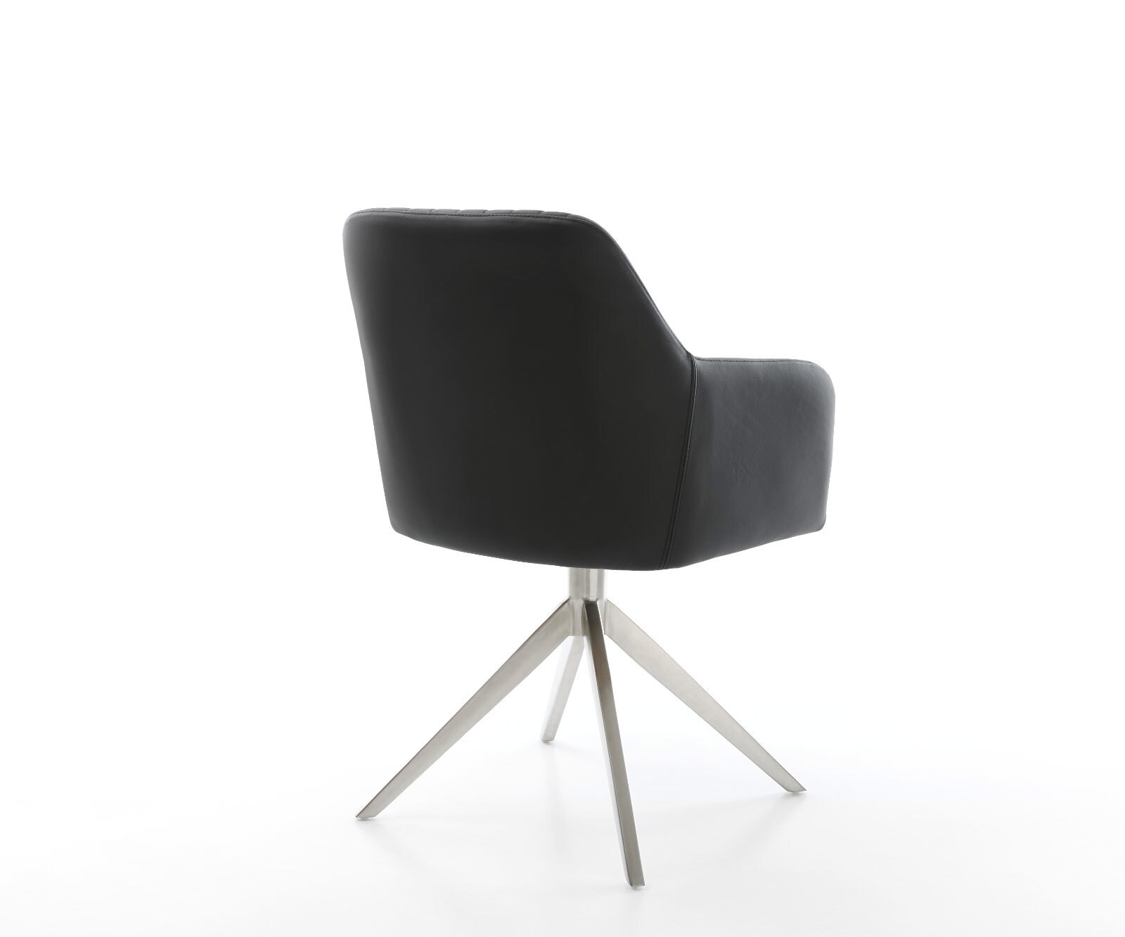 Врътящ се стол Естествена кожа Черен Конус крак плосък Неръждаема стомана 360° въртящ се Greg-Flex 5