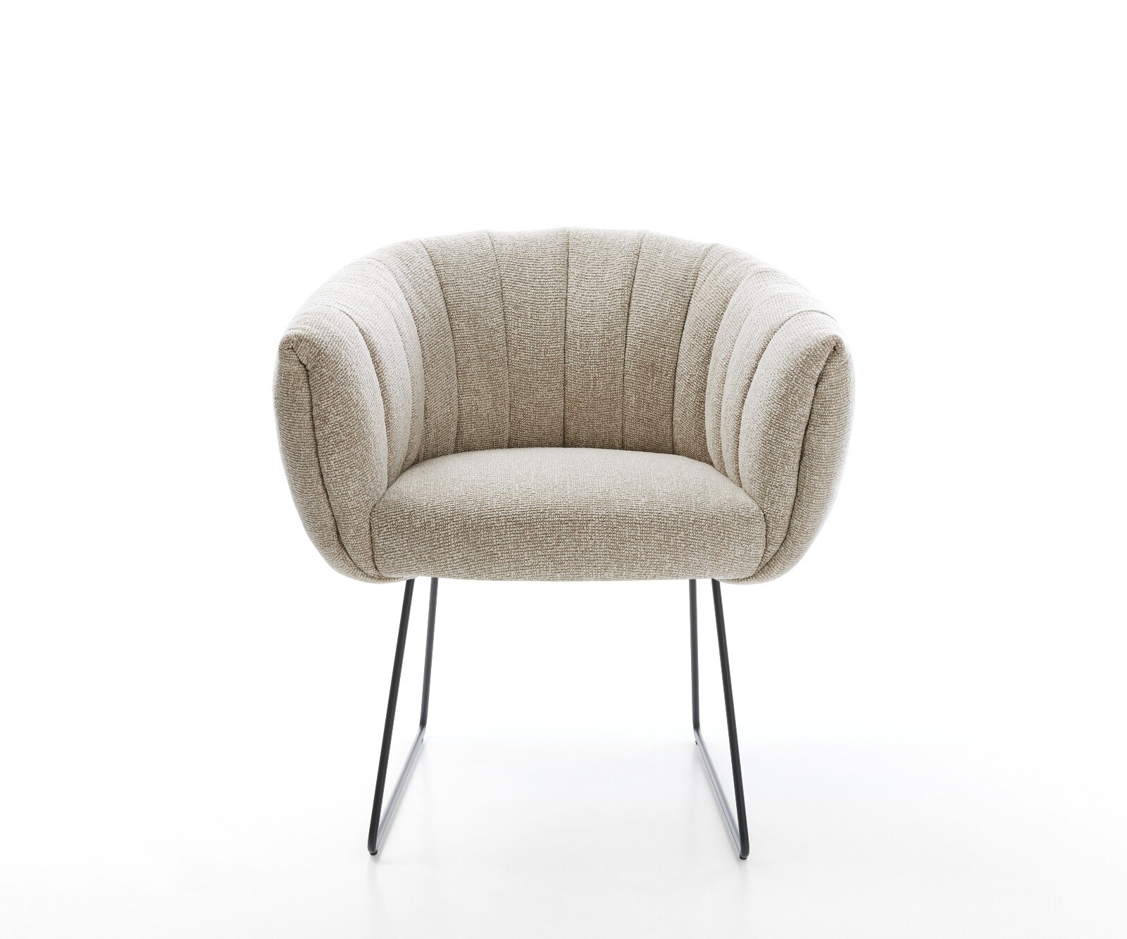 Трапезен стол Jada-Flex, Тъкан Светлобежово, Основа шейна, Черна сърцевина от джобни пружини 1