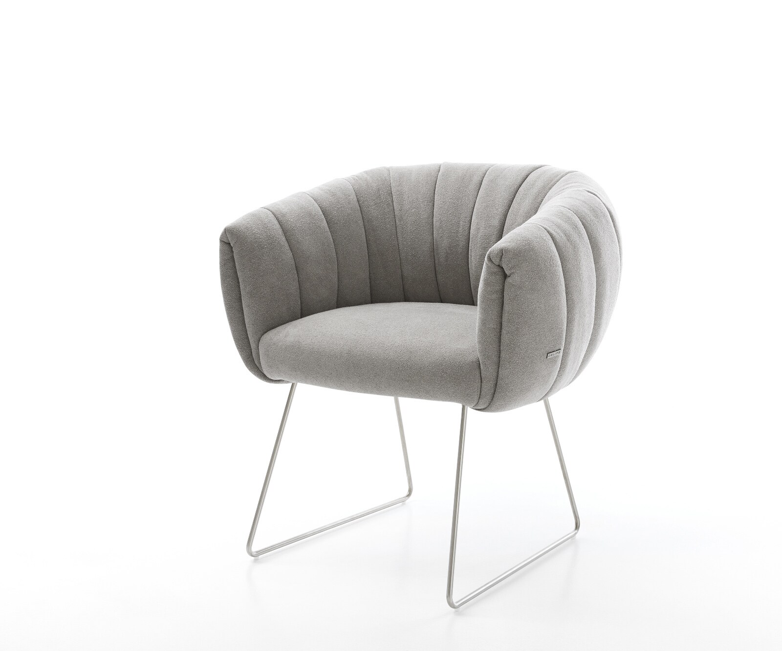 Стол за хранене Jada-Flex текстурирана тъкан, мека сива основа от неръждаема стомана с джобни пружини