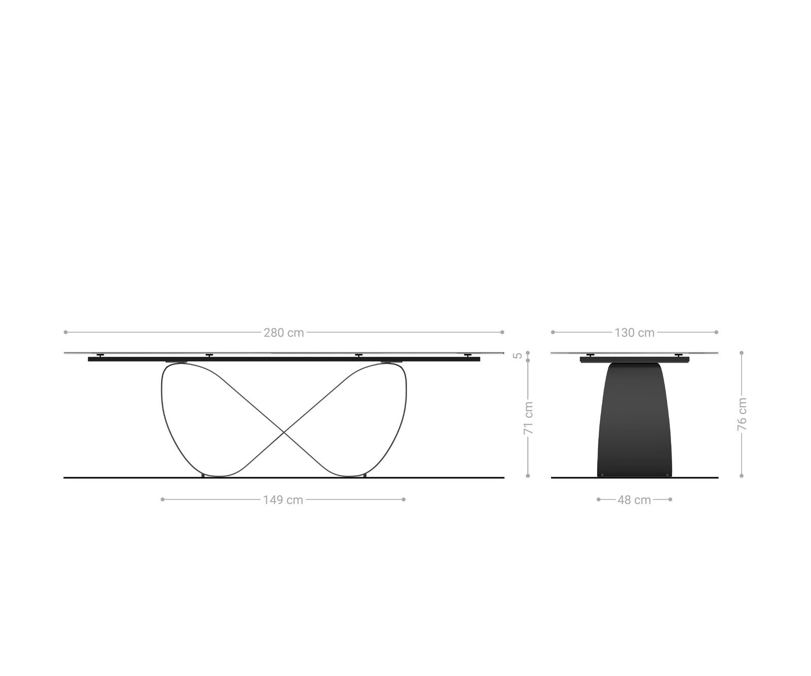 Маса Oval 280x130 Keramik Minas Melange Бял-Бежов Infinity Метал Ефектенфиниш Titan Edge 8