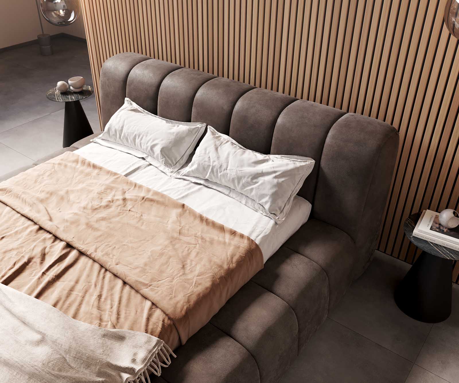 Тапицирано легло Cutio 140x200 cm микрофибър сив реколта 4 Тапицирано легло Cutio 140x200 cm микрофибър сив реколта 4