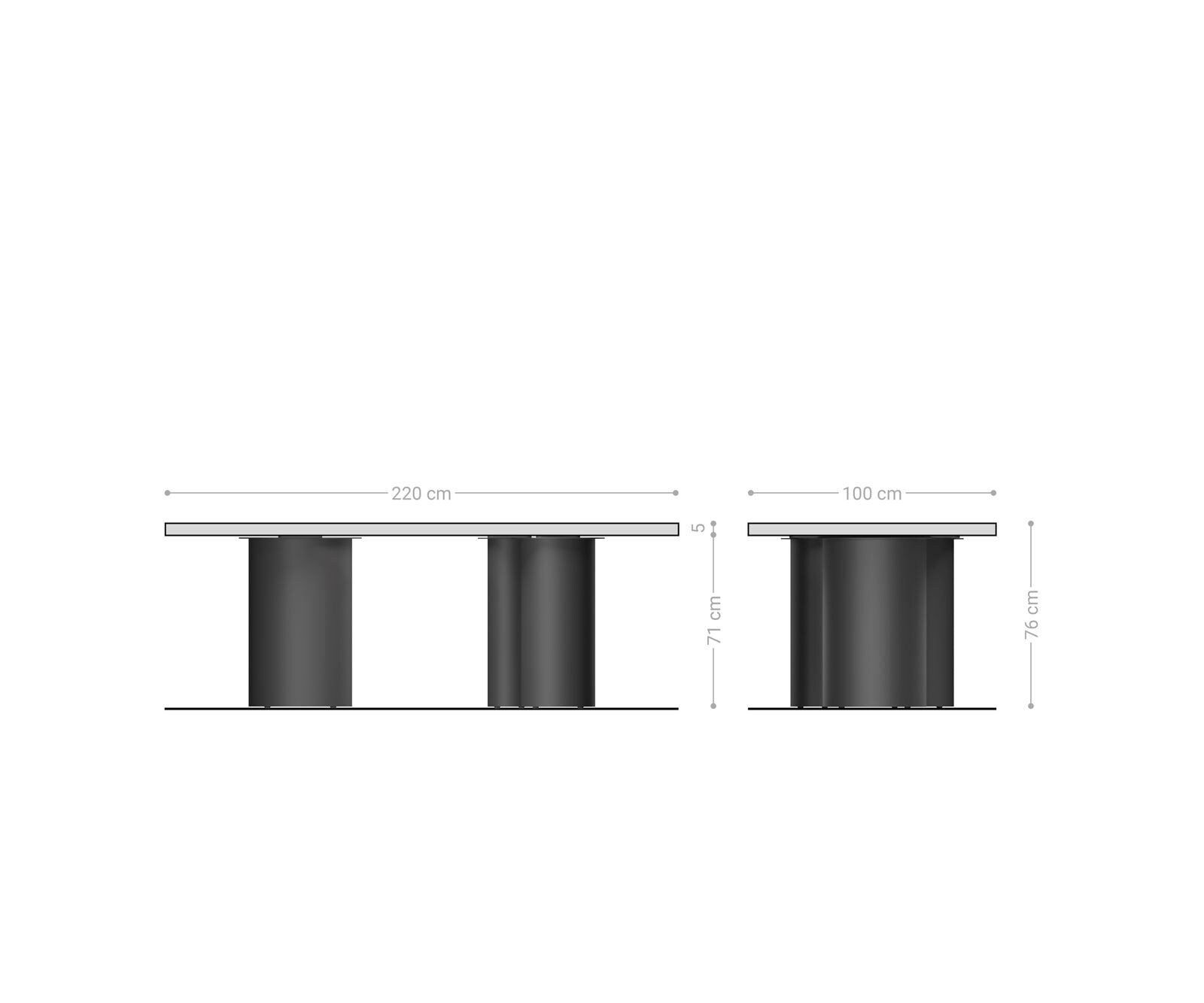 Трапезна маса Edge 220x100 XL акация платина Troa неръждаема стомана графит Live-Edge 6