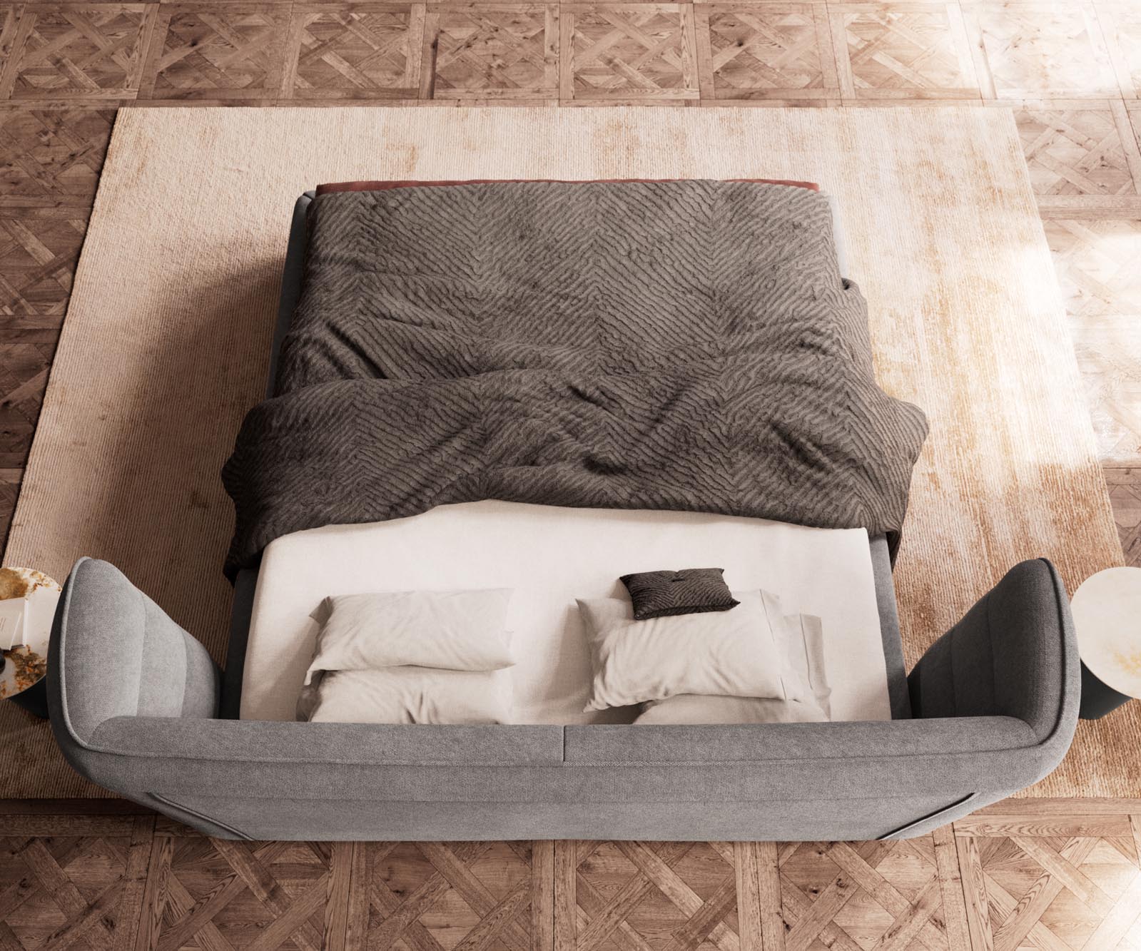 Тапицирана основа за легло Simea 180x200 cm, микрофибър, сива 6 Тапицирана основа за легло Simea 180x200 cm, микрофибър, сива 6