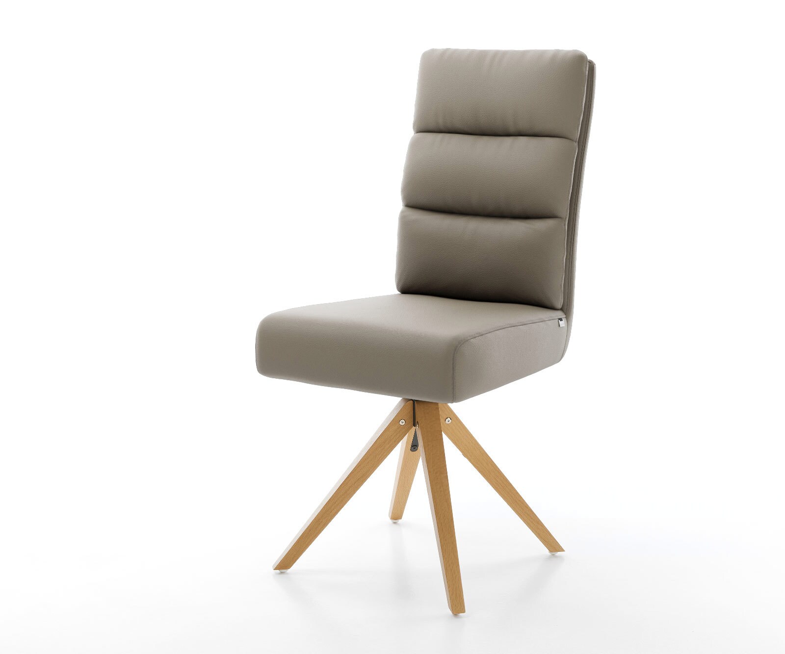 Врътящ се стол Естествена кожа Сиво-Кафяв Дървена рамка  180° въртящ се Покет пружина Pela-Flex 1