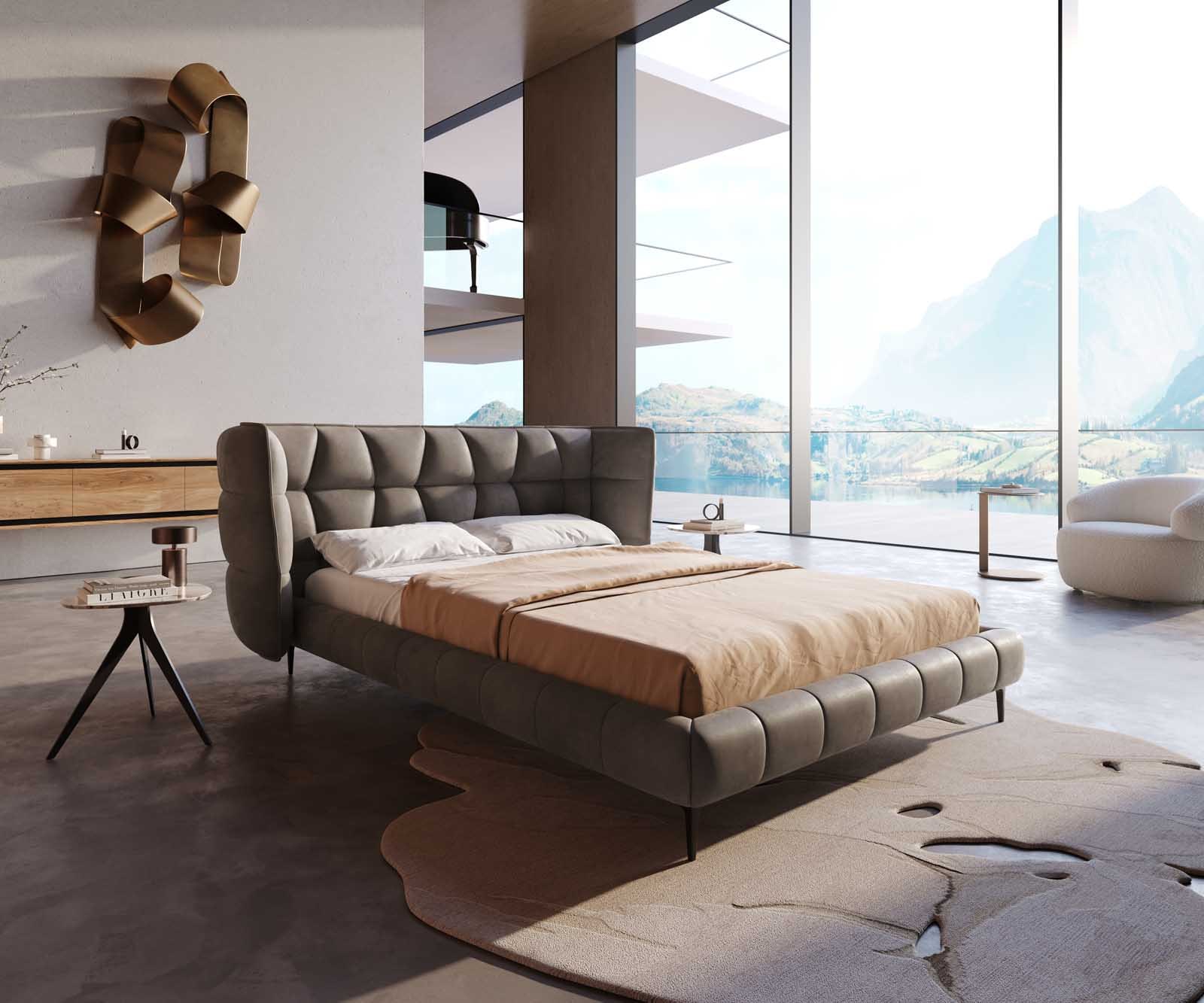 Тапицирана основа за легло Capujo 140x200 cm, микрофибър, цвят сив цвят Тапицирана основа за легло Capujo 140x200 cm, микрофибър, цвят сив цвят