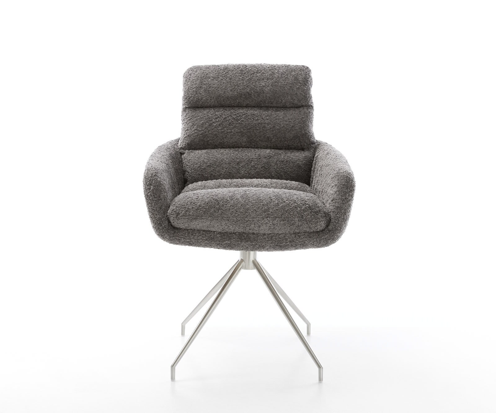 Врътящ се стол с подлакътници Букле Сив Конус крак кръгъл Неръждаема стомана 180° въртящ се Abelia-Flex 1