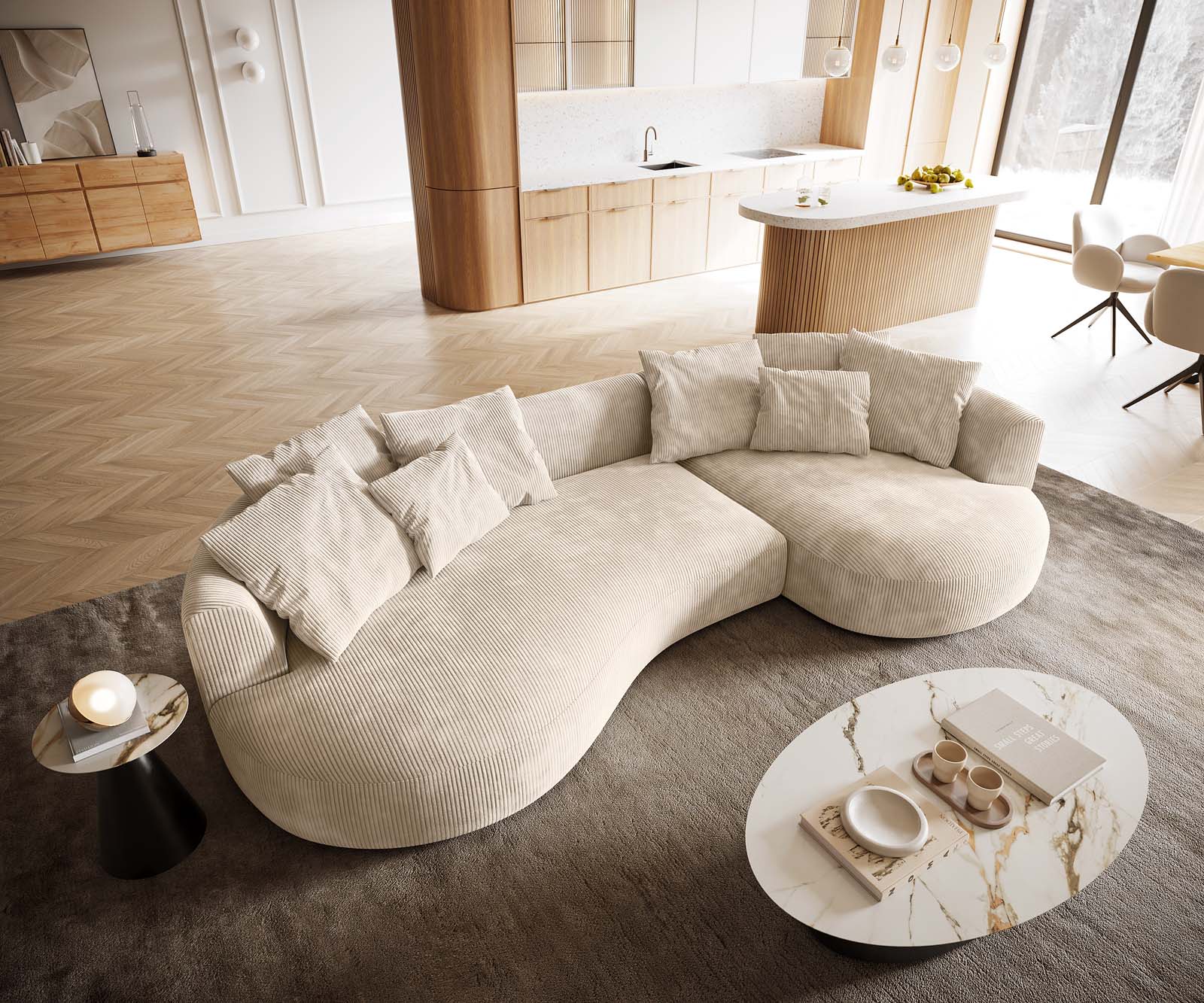 Диван Edina 330x170 cm Cord Бежов 2 Диван Edina 330x170 cm Cord Бежов 2