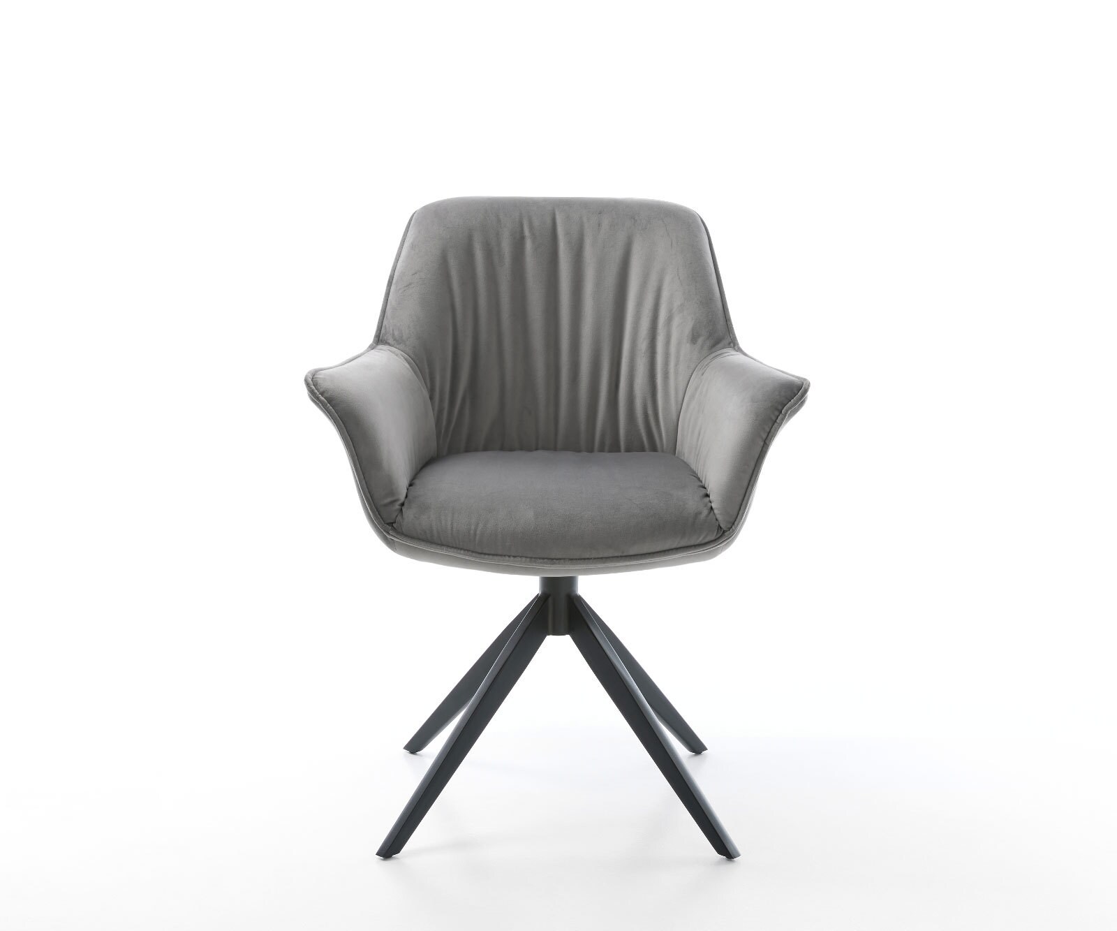 Врътящ се стол с подлакътници Кадифе Сив Конус крак плосък Черен 360° въртящ се Keila-Flex 2