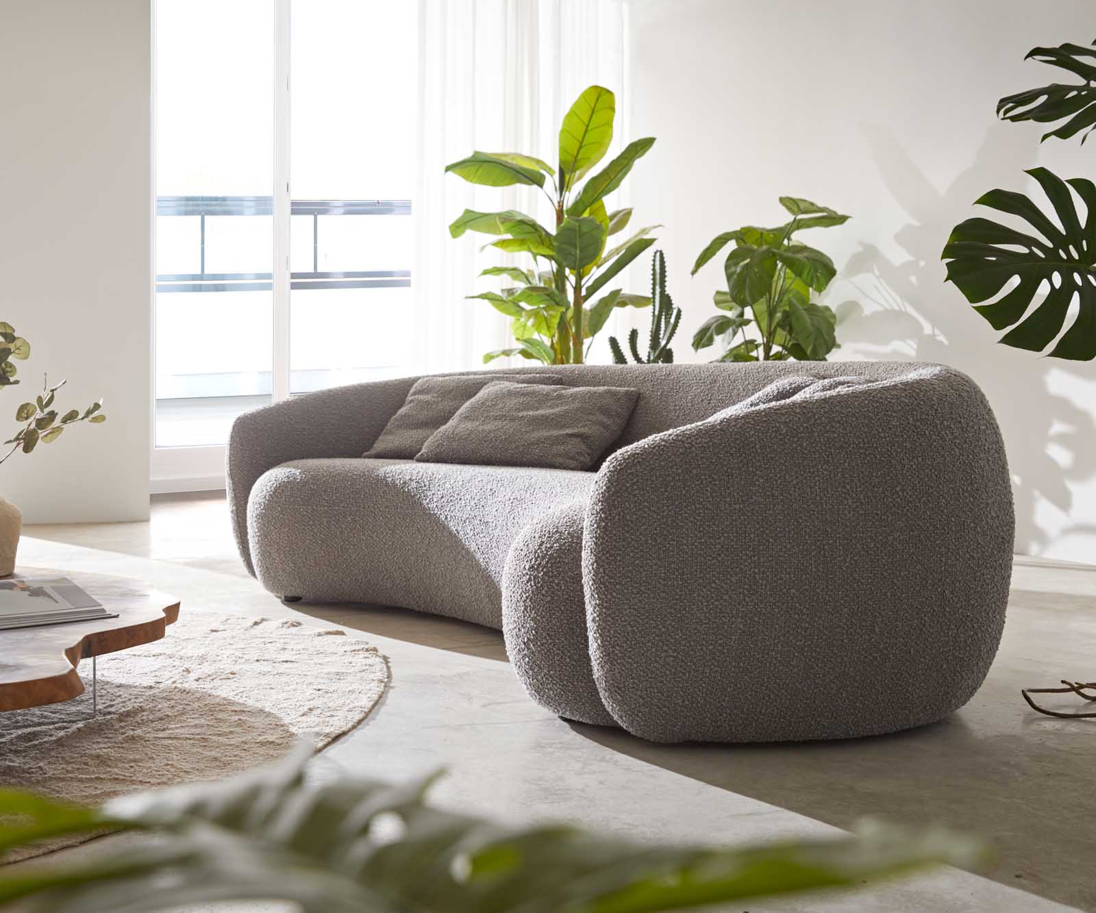 3-местен диван Larna 260x120 cm Bouclé сребристо-сиво 5
