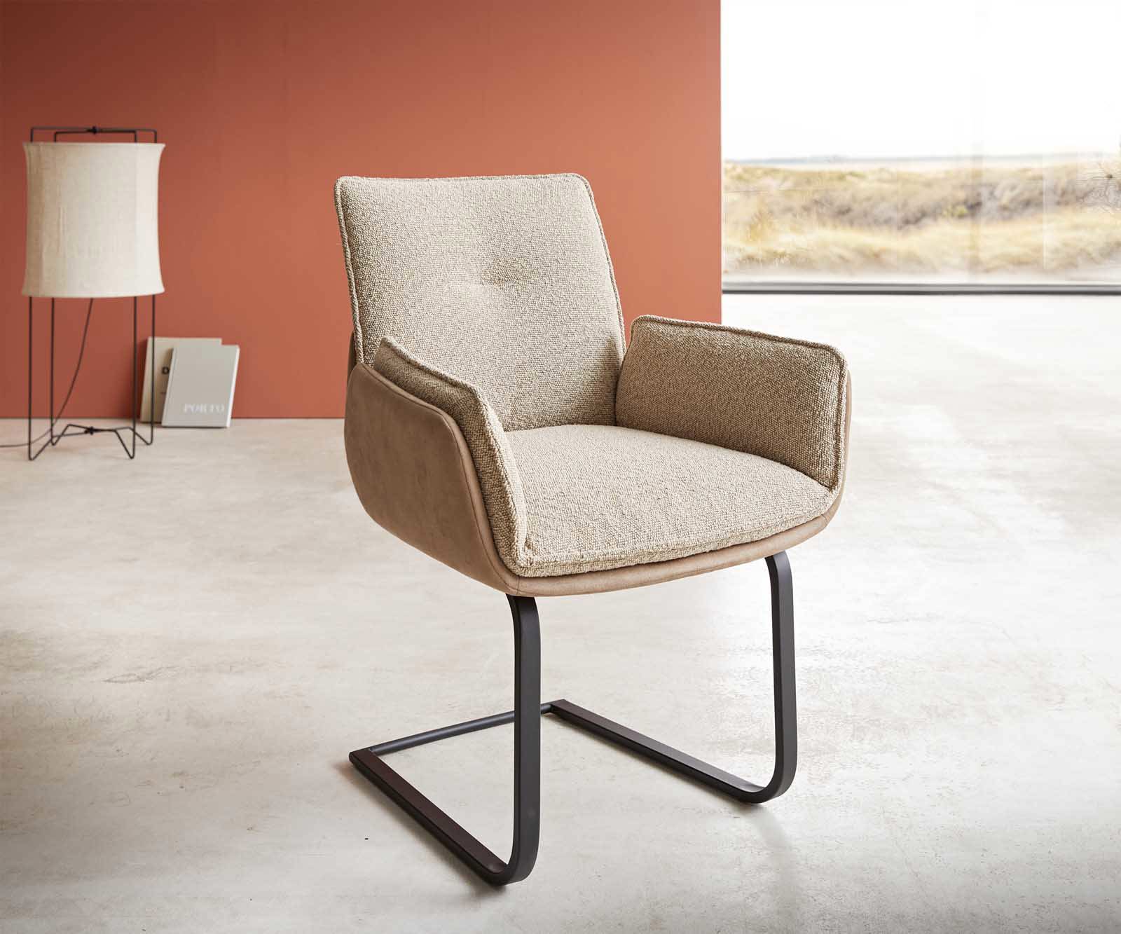 Конзолен стол Nela-Flex материал микс плоска рамка черен Конзолен стол Nela-Flex материал микс плоска рамка черен