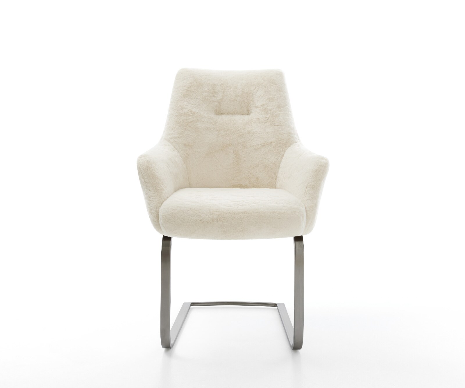 Стол с конзола Alja-Flex с подлакътници плюшен крем-бял Стол с конзола плосък графит с джобни пружини 2