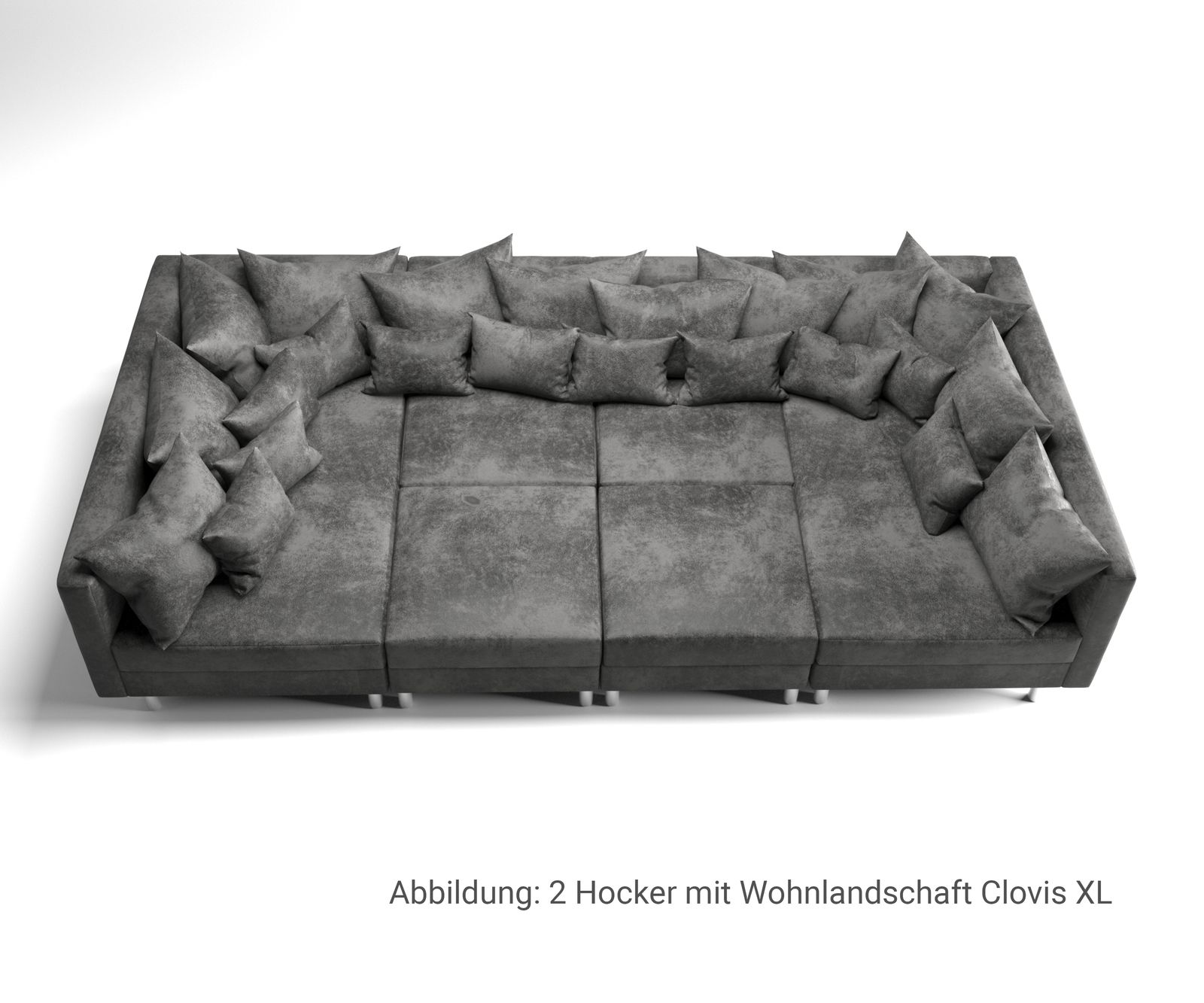 Табуретка Антрацит Визия B98 x T83 Модулен Микровелур Clovis 9