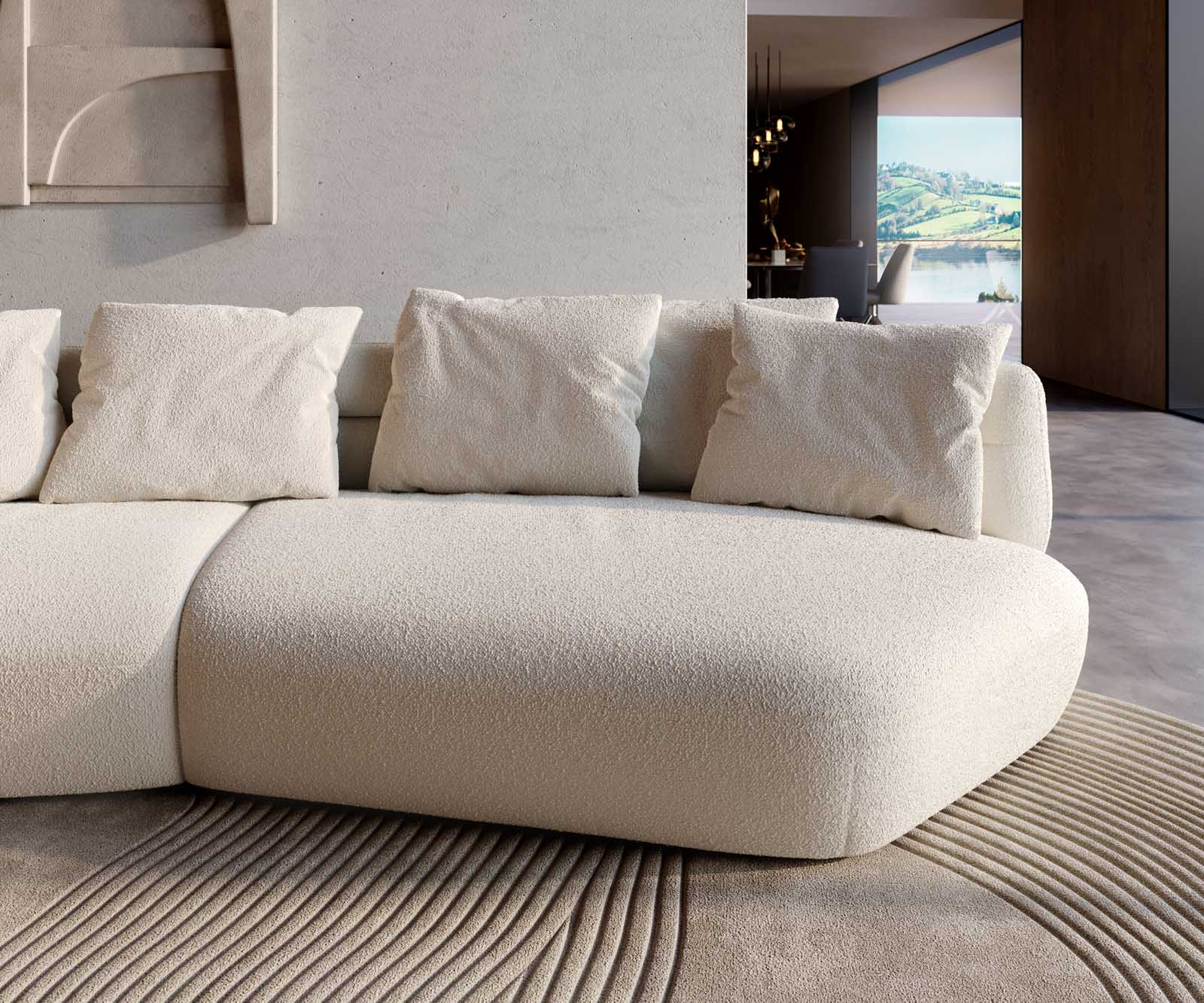 Диван Roya 320x140 cm Bouclé кремаво-бяло 5 Диван Roya 320x140 cm Bouclé кремаво-бяло 5