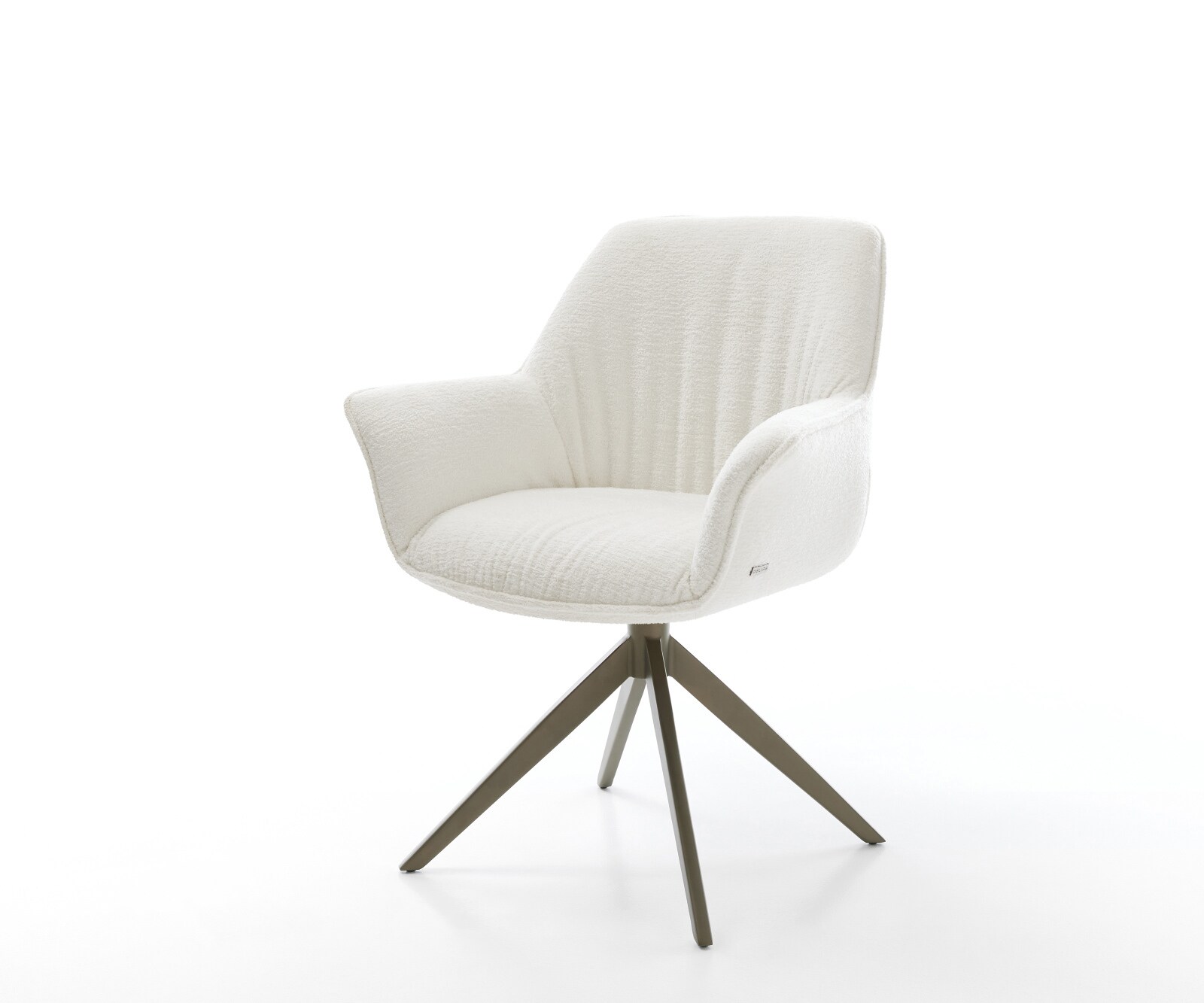 Въртящ се стол Keila-Flex с подлакътници Bouclé Soft Beige Кръстосана рамка широка Ефектно покритие Titanium 360° въртене Люлееща се функция 1