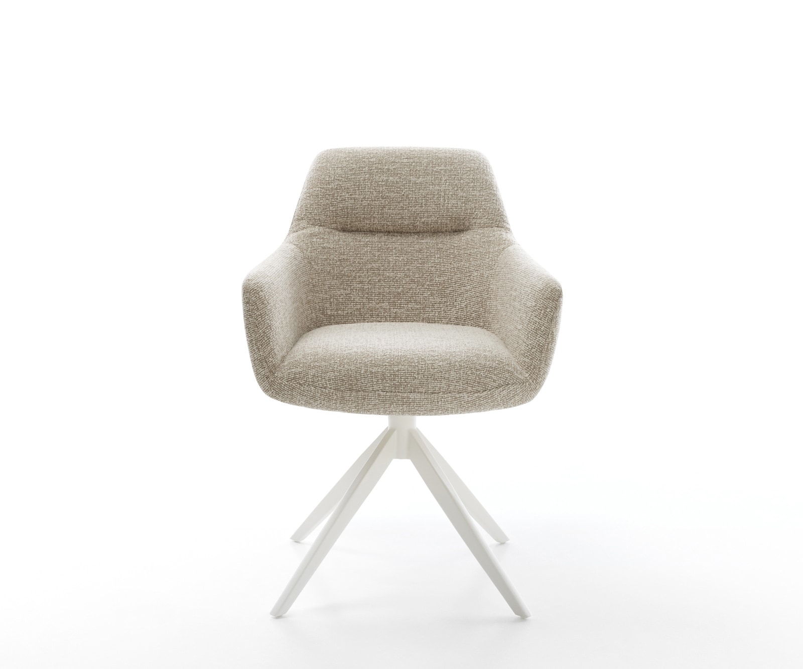 Въртящ се стол Pejo-Flex Soft Бежова тъкан Кръстосана рамка широка Бяла 360° въртене Люлееща се функция Ядро от джобни пружини 2