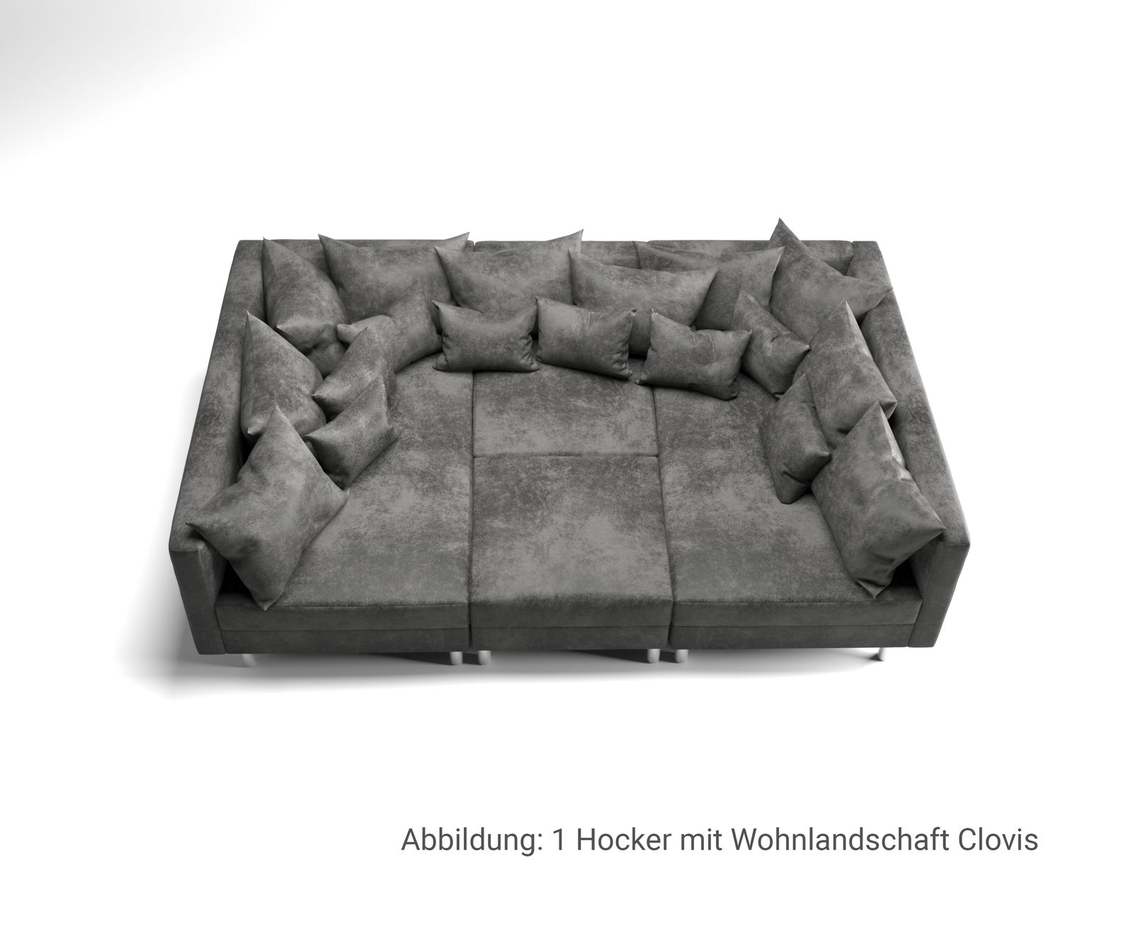 Табуретка Антрацит Визия B98 x T83 Модулен Микровелур Clovis 8