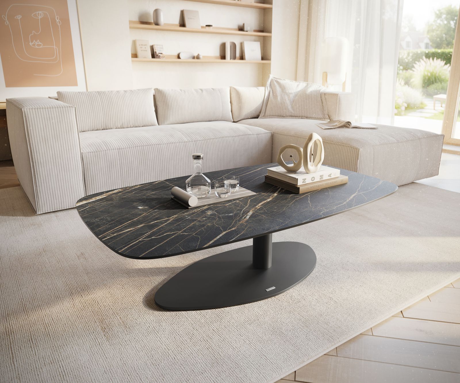 Масичка за кафе Edge Boot 120x70 cm Ceramic Laminam® Noir Desir Brown Vibany Metal Black 1