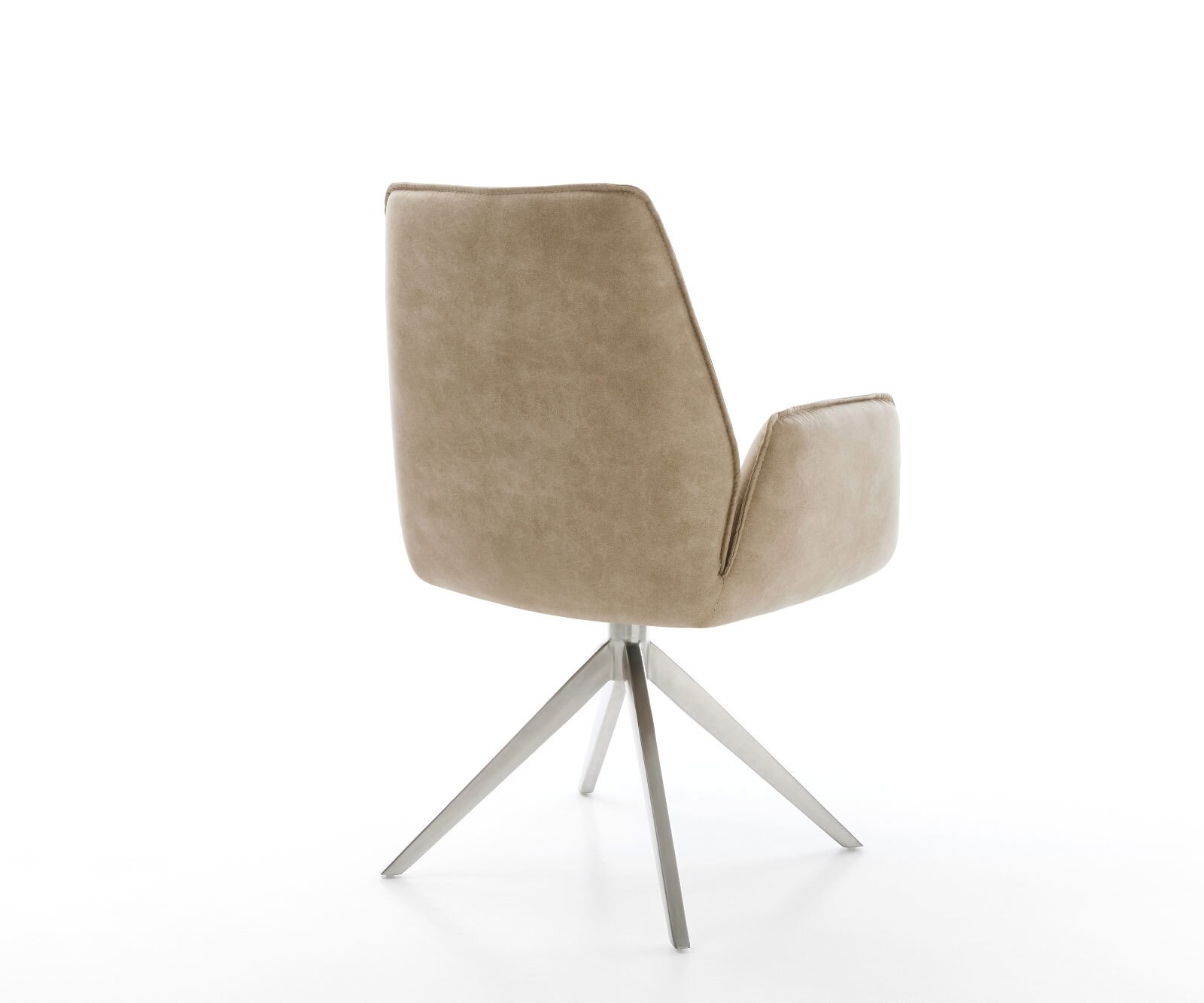 Въртящ се стол Zoa-Flex Микрофибър Бежов Vintage Кръстосана рамка широка Неръждаема стомана 360° въртене Люлееща се функция Ядро от джобни пружини 4