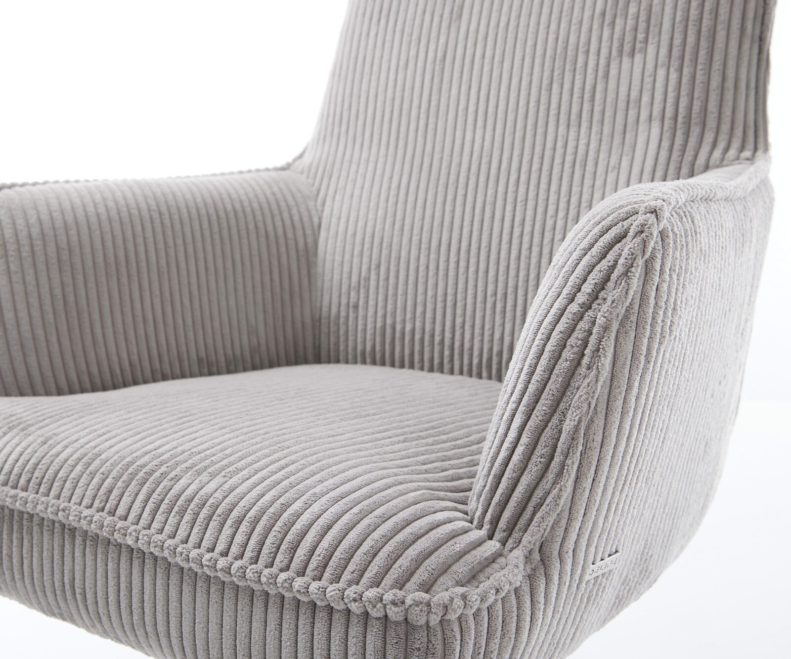 Люлеещ стол с подлакътници Корд Сребристо сив Конзолен крак кръгъл Черен Покет пружина Heira-Flex 4