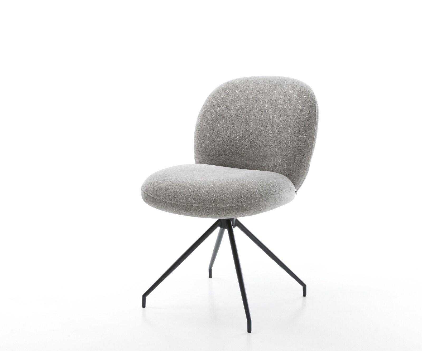 Трапезен стол Nube-Flex текстурирана тъкан меко сиво кръстосана рамка конична черна сърцевина от джобни пружини