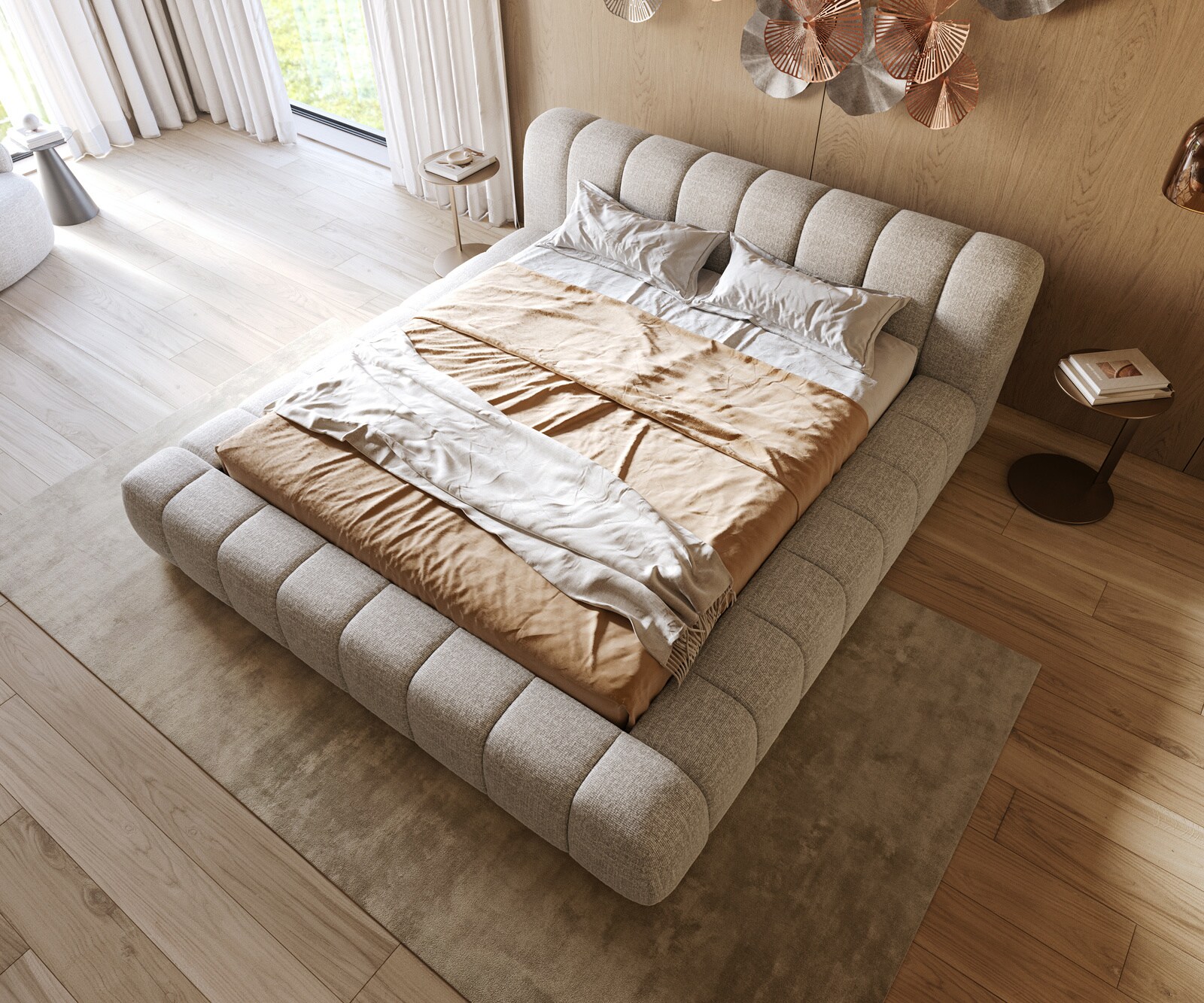 Тапицирана рамка за легло Cutio 180x200 cm тъкан Soft Beige 1